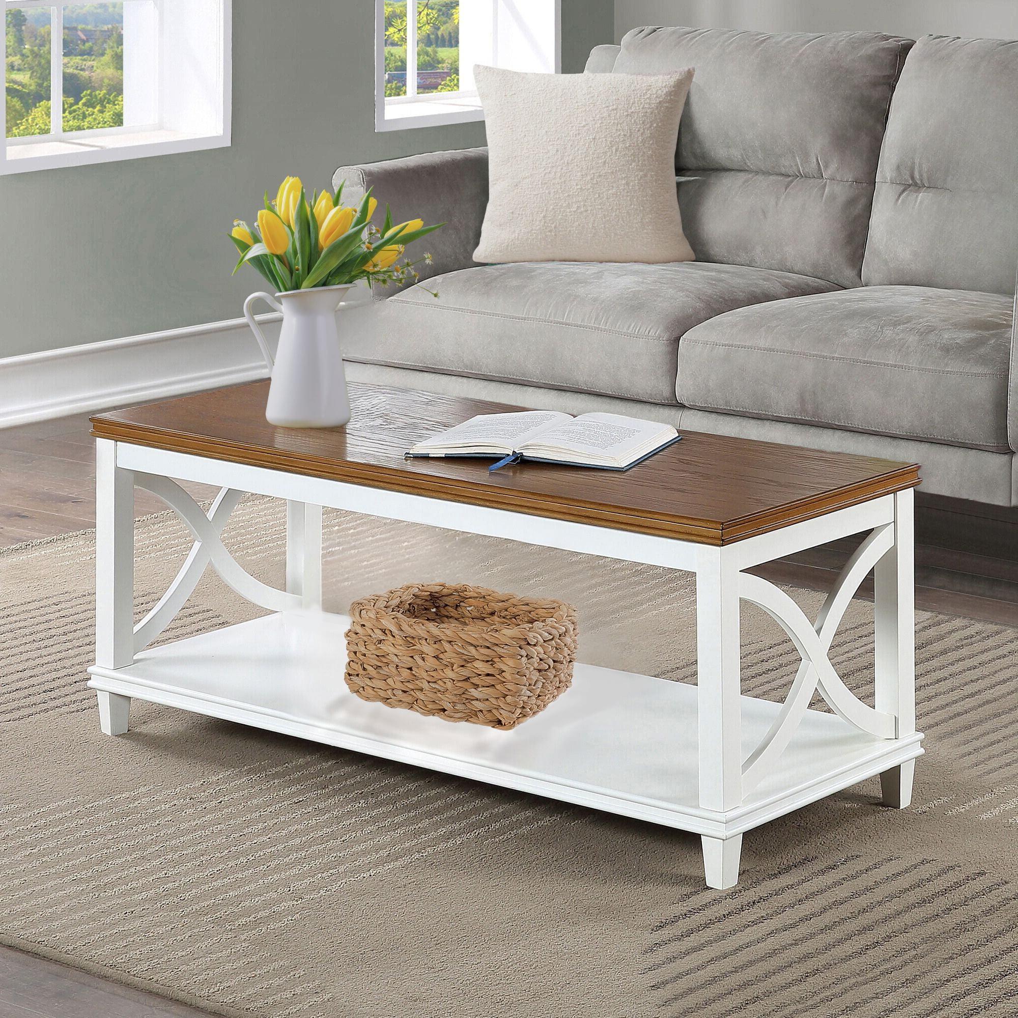 Florence Driftwood and White Rectangular Coffee Table with Shelf