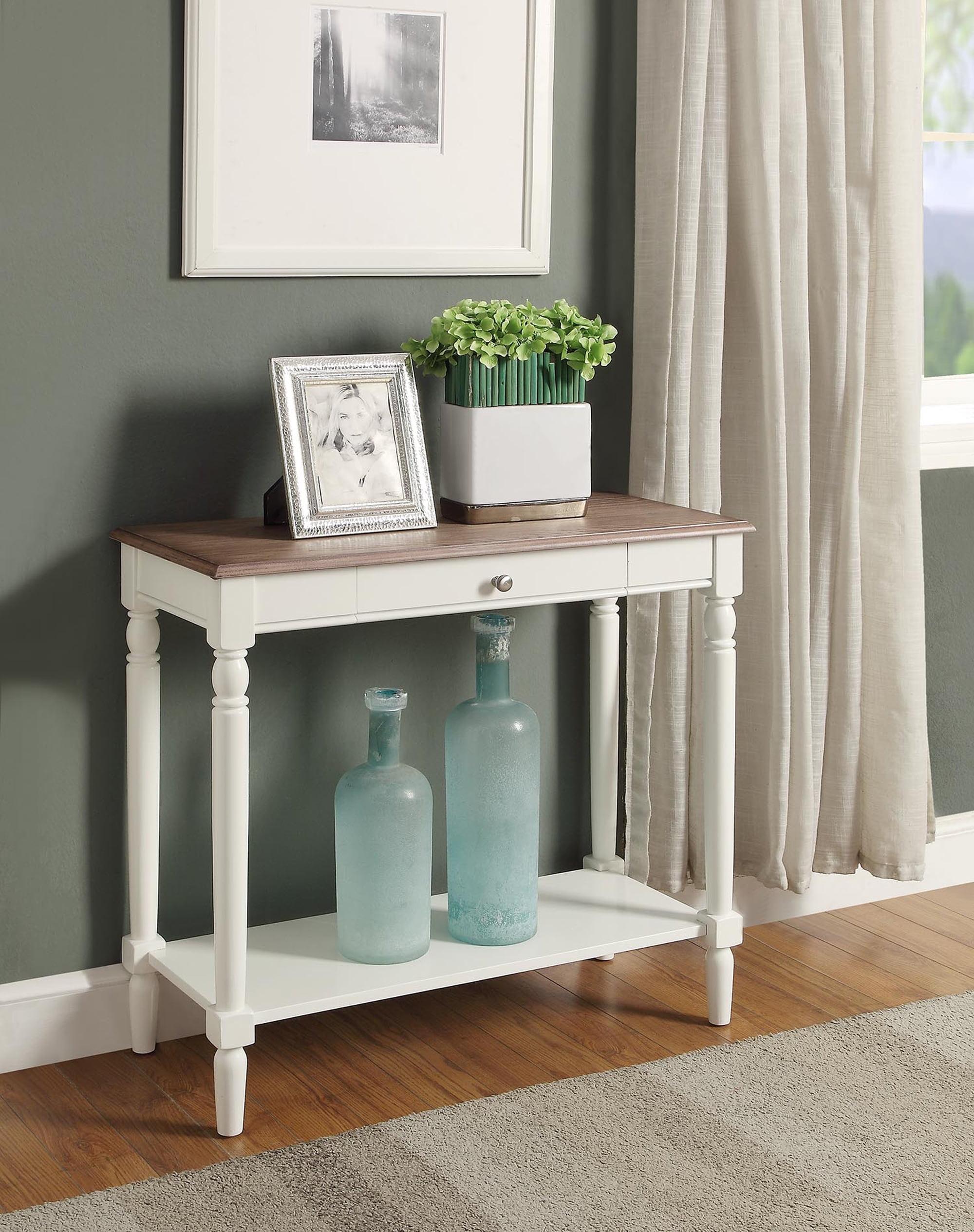 Driftwood and White 1-Drawer Hall Table with Shelf