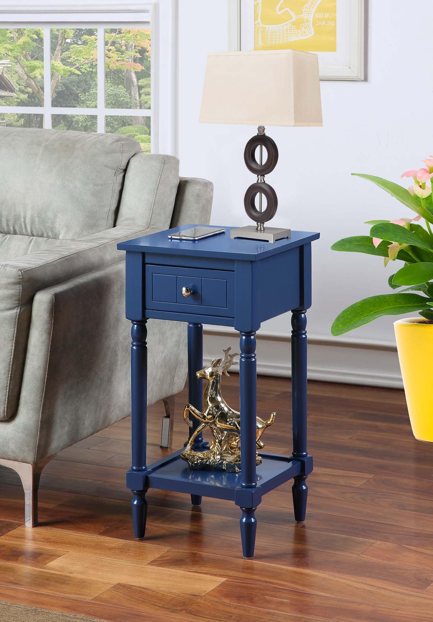 Convenience Concepts French Country Khloe 1 Drawer Accent Table with Shelf, Cobalt Blue