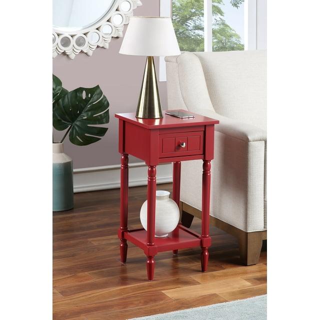 Convenience Concepts French Country Khloe 1 Drawer Accent Table with Shelf, Cranberry Red