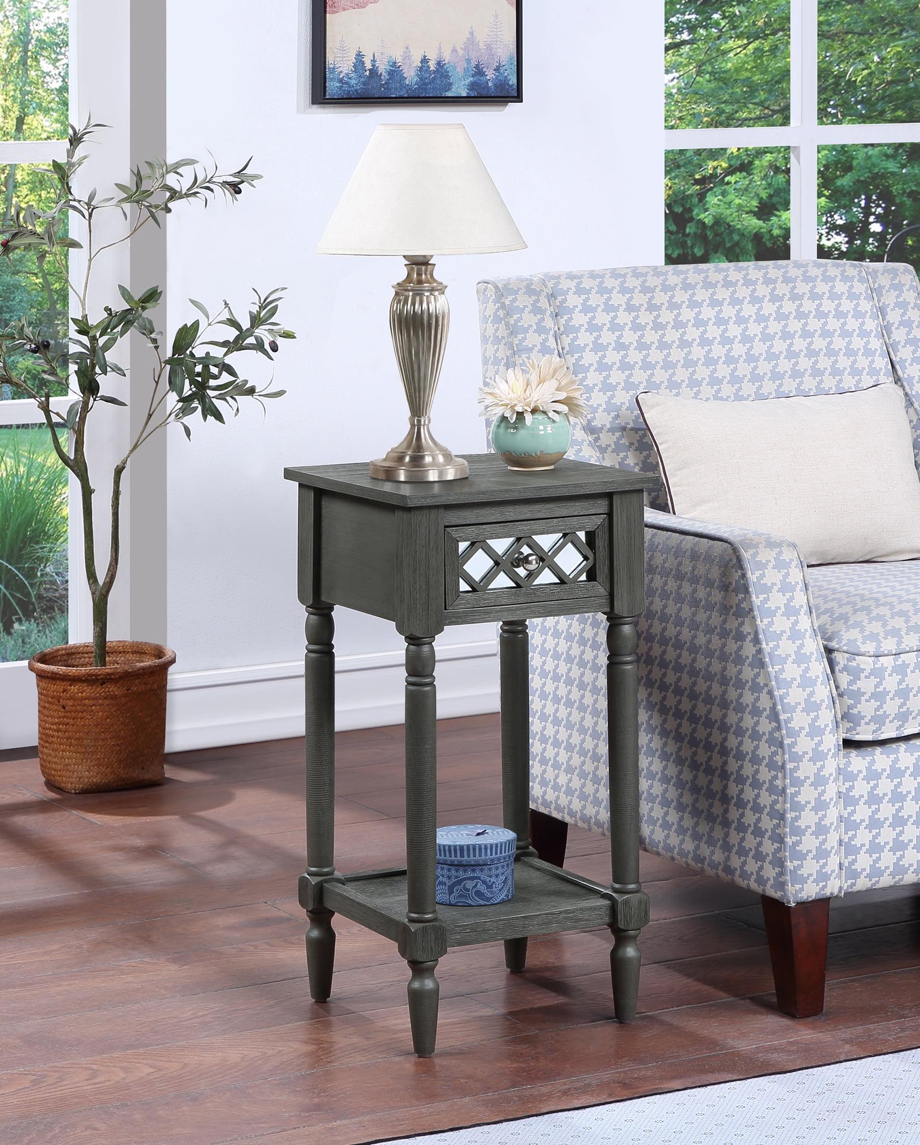 Wirebrush Dark Gray Pine Wood Accent Table with Storage