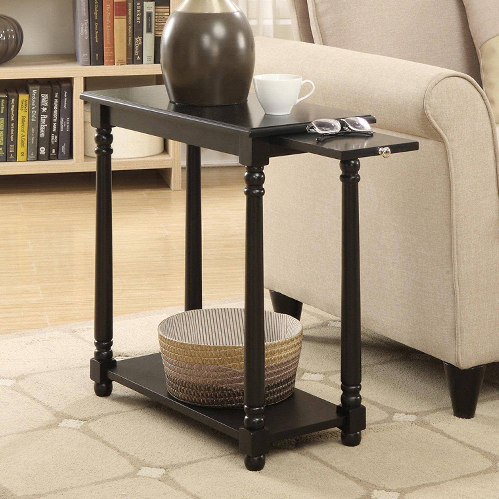 Provence Elegance Black Wooden End Table with Spindle Legs