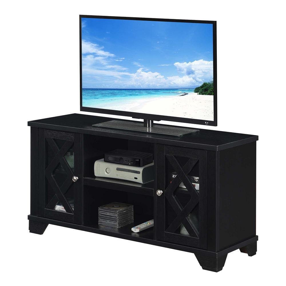 Gateway 48" Black Wood TV Stand with Cabinet Storage