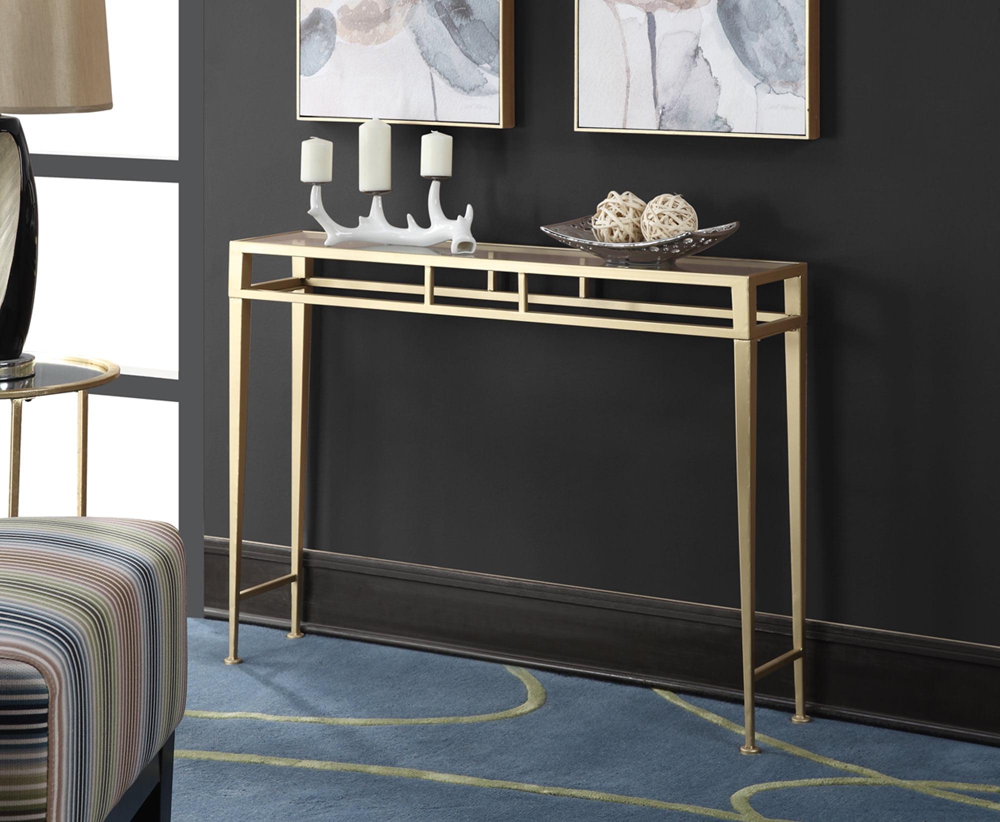 Gold and Clear Glass 42" Hall Console Table