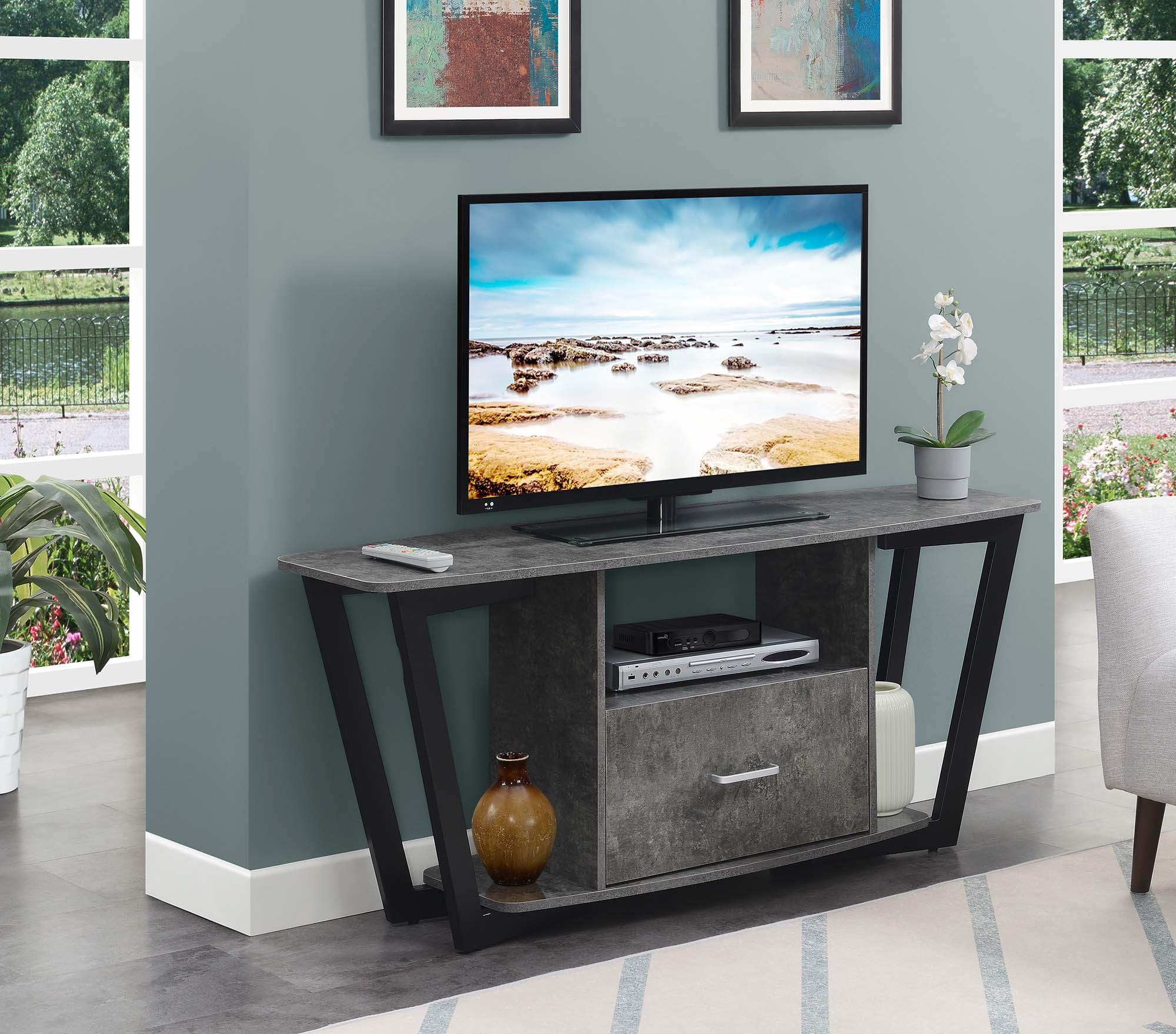 Urban Loft 58" Cement and Black Industrial TV Stand with Storage