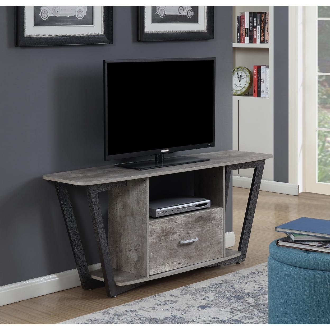 Urban Industrial Graystone 60" TV Stand with Cabinet, Gray/Black