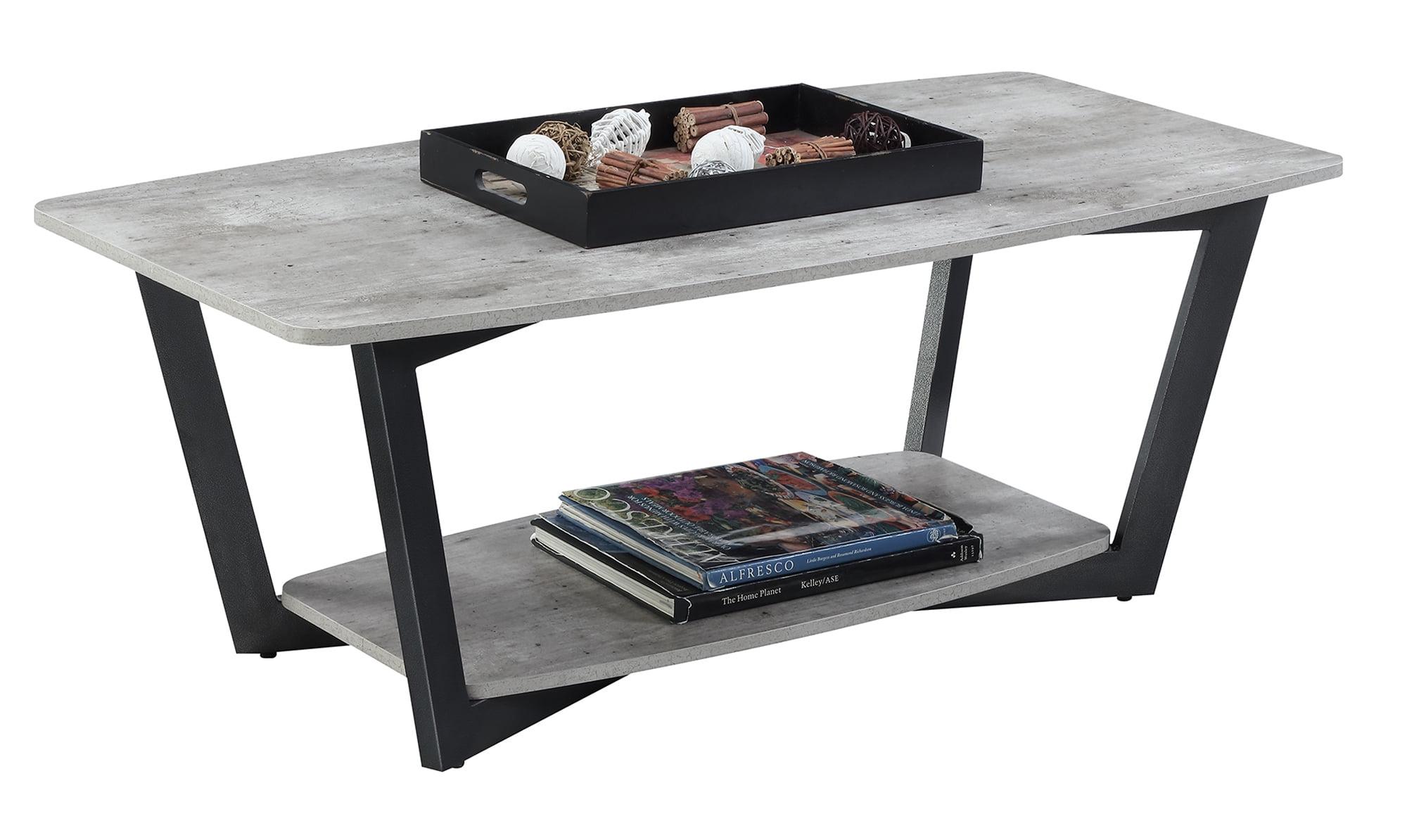 Convenience Concepts Graystone Coffee Table with Shelf, Faux Birch/Slate Gray