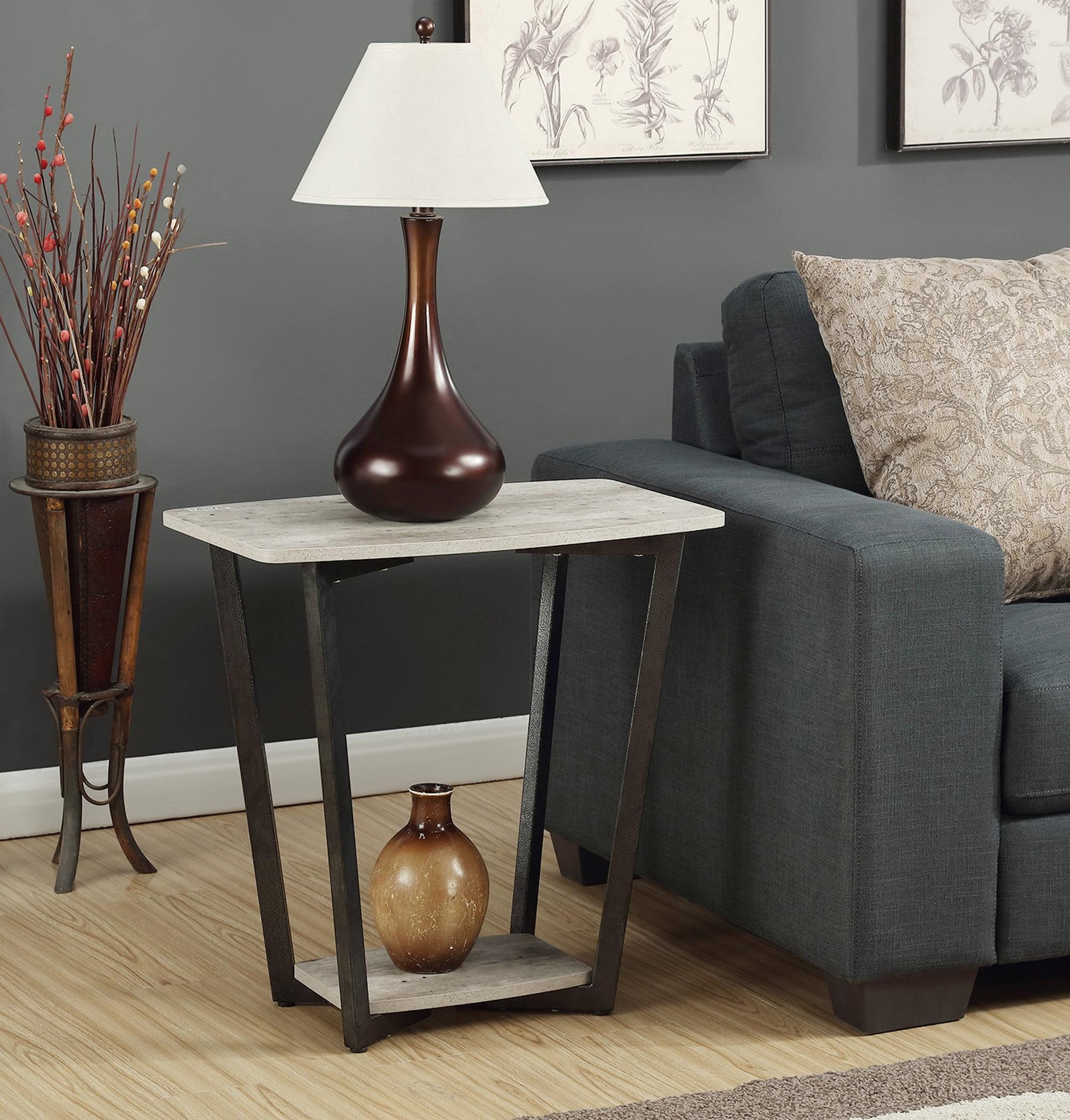 Graystone Faux Birch and Slate Gray End Table with Shelf