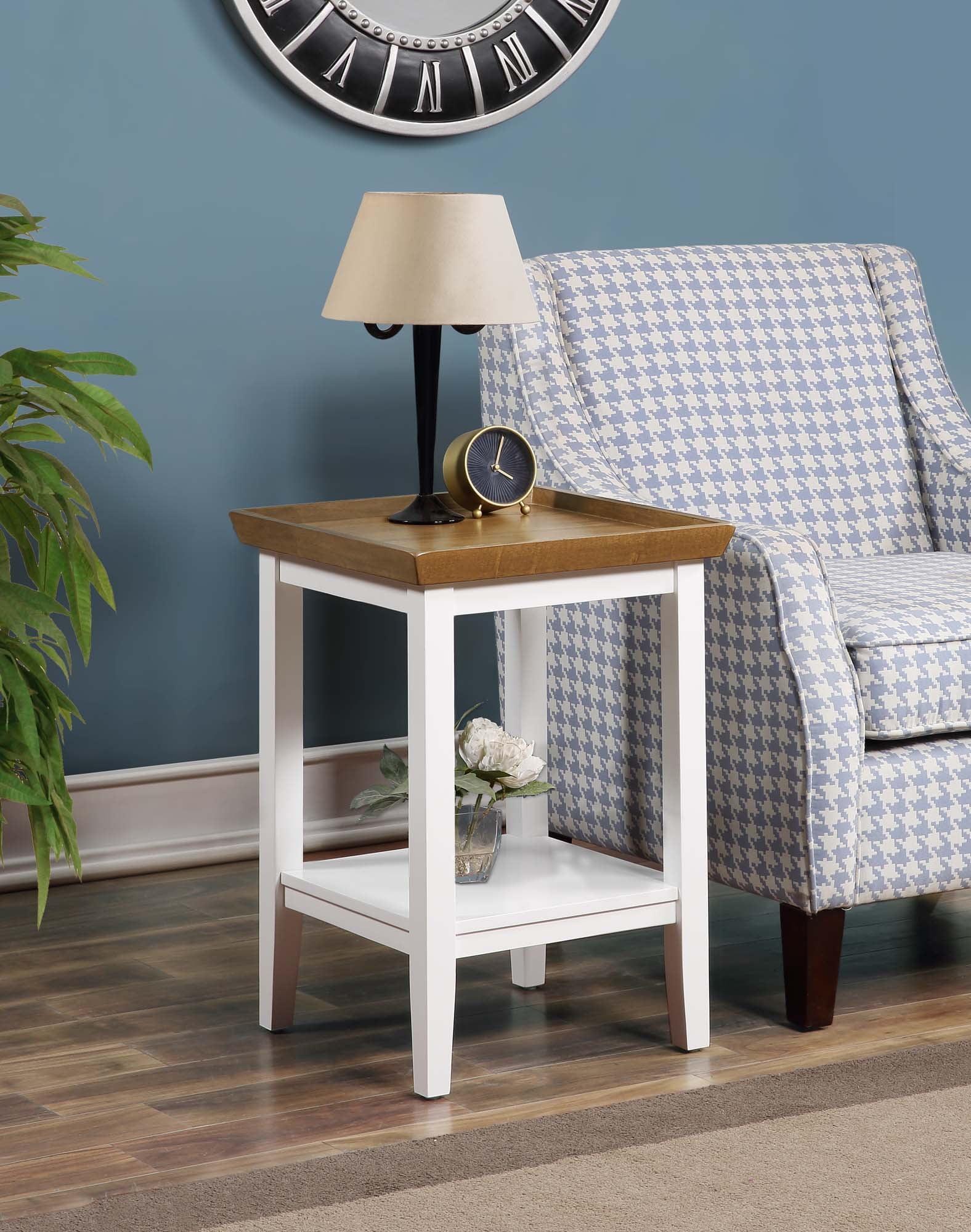 Convenience Concepts Ledgewood End Table with Shelf, Driftwood/White