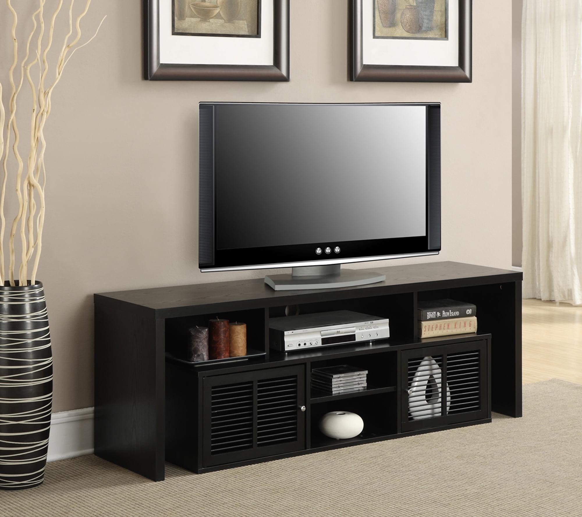 Lexington 60" Modern Retro Black TV Stand with Spindle Cabinet Doors