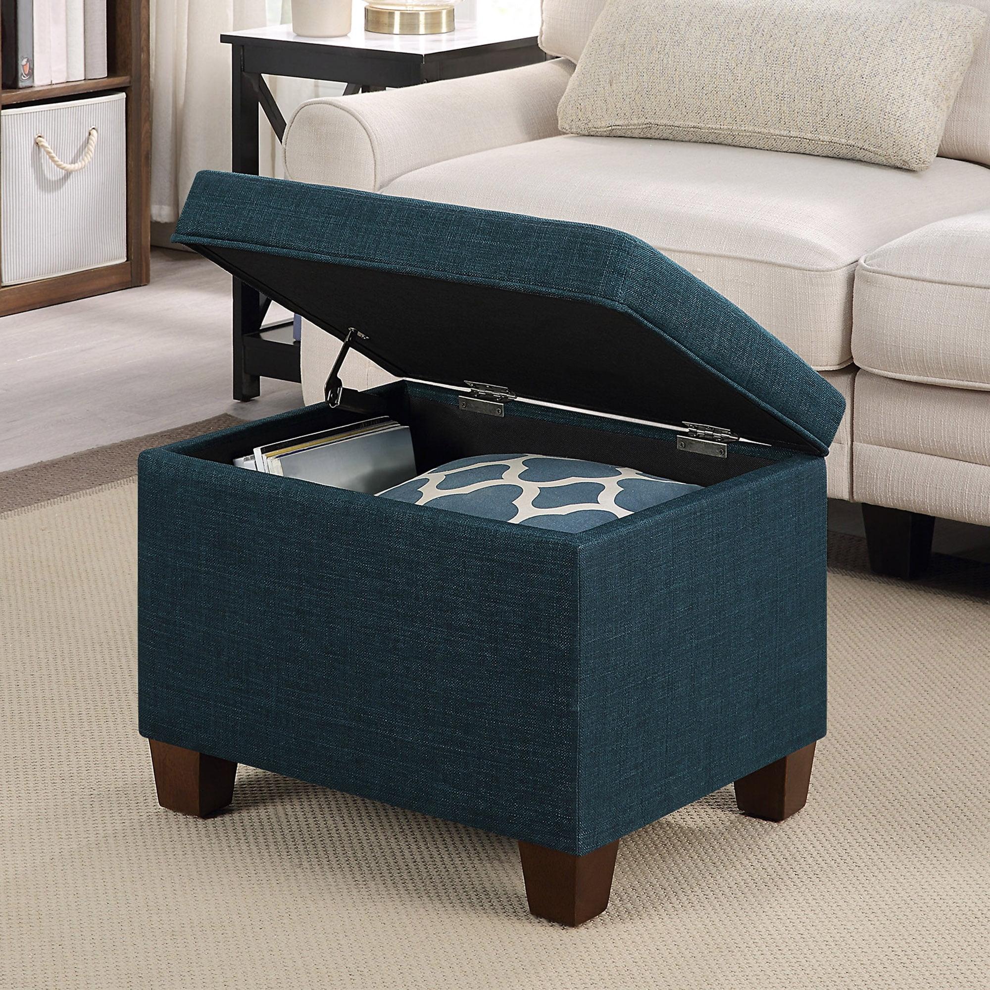 Convenience Concepts Madison Storage Ottoman, Dark Blue Fabric