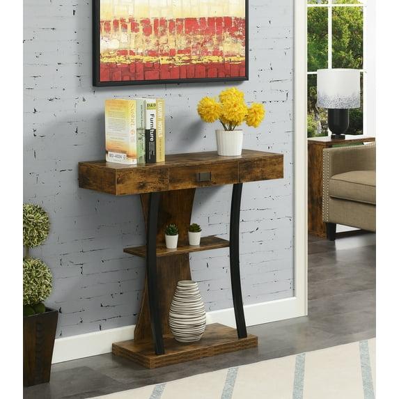 Convenience Concepts Newport 1 Drawer Harri Console Table with Shelves, Multiple Finishes