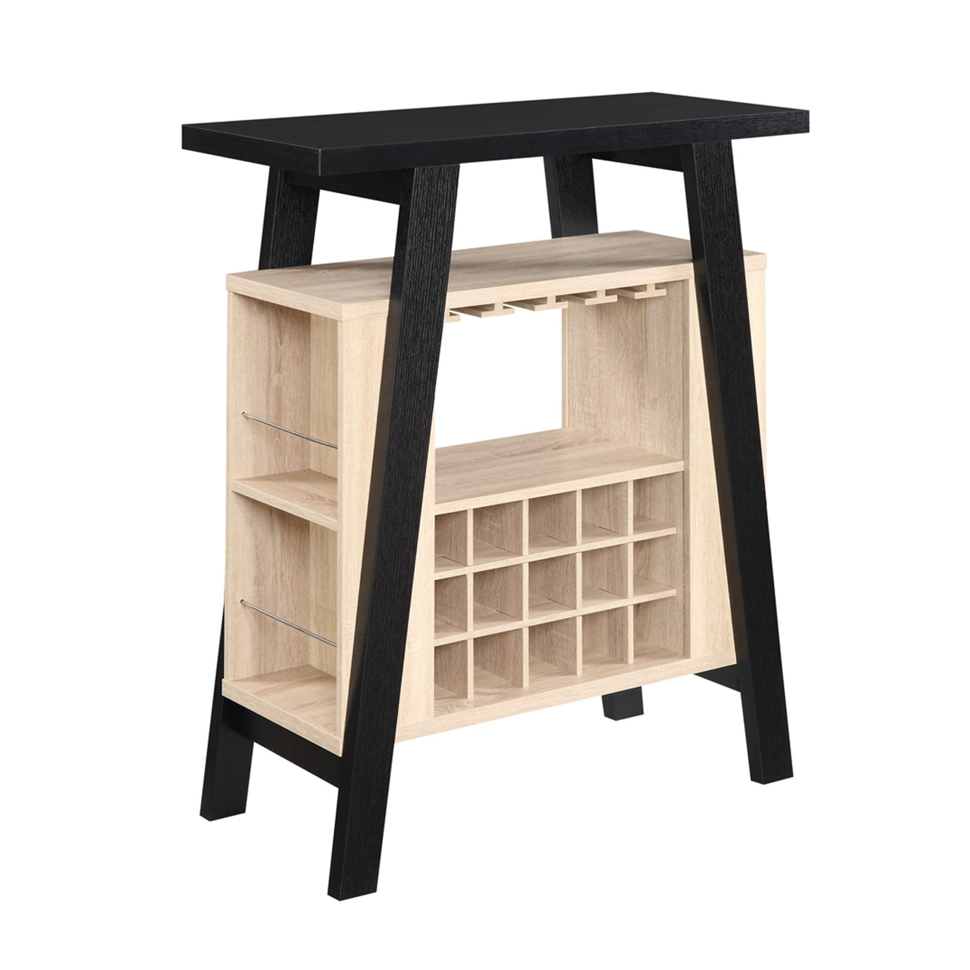 Convenience Concepts Newport Bar Console in Black and Weathered White Wood