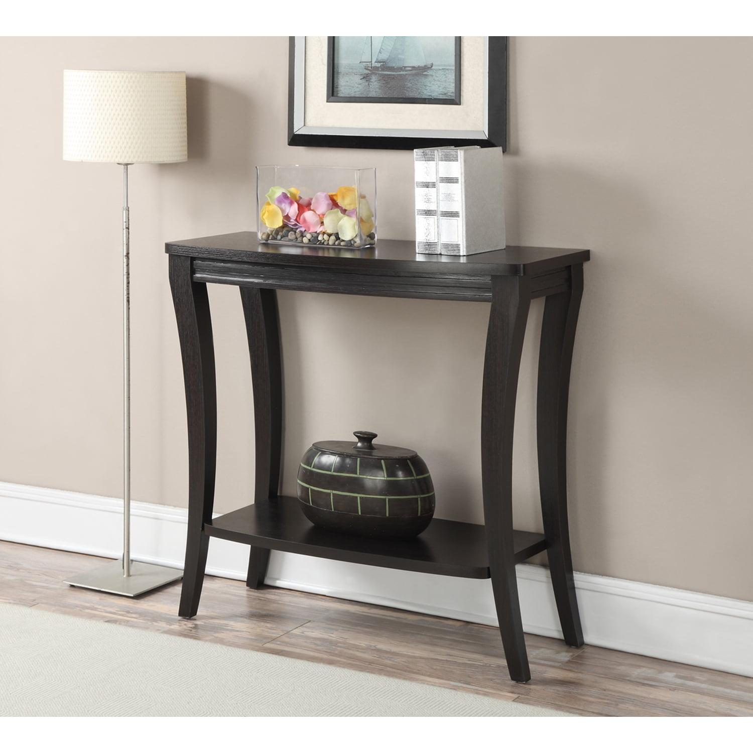 Espresso Wood Console Table with Storage Shelf, 36"