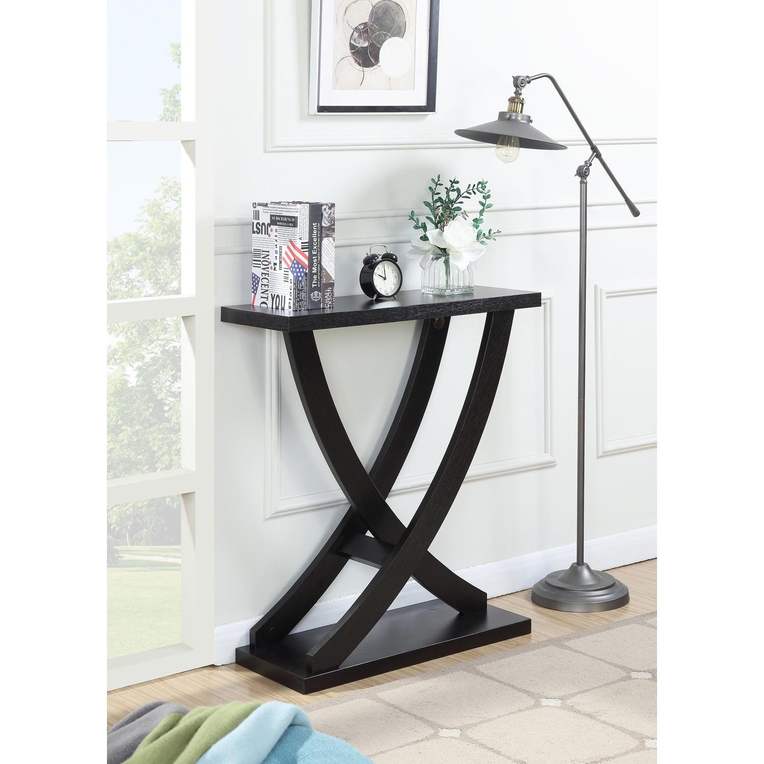 Espresso Woodgrain Contemporary Console Table with Storage