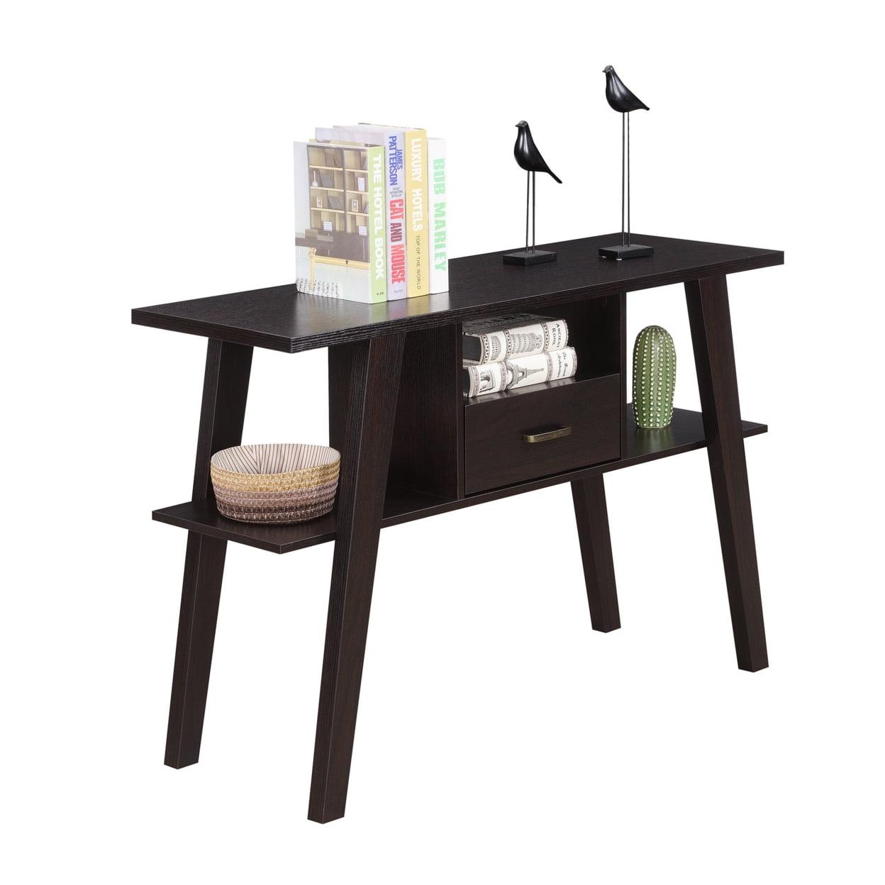 Newport Mike W Console Table with Drawer, Espresso - 47.25 x 15.5 x 30 in.