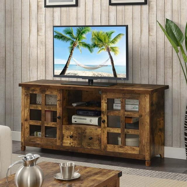 Convenience Concepts Newport Park Lane 1 Drawer TV Stand with Storage Cabinets and Shelves for TVs up to 65 Inches, Barnwood