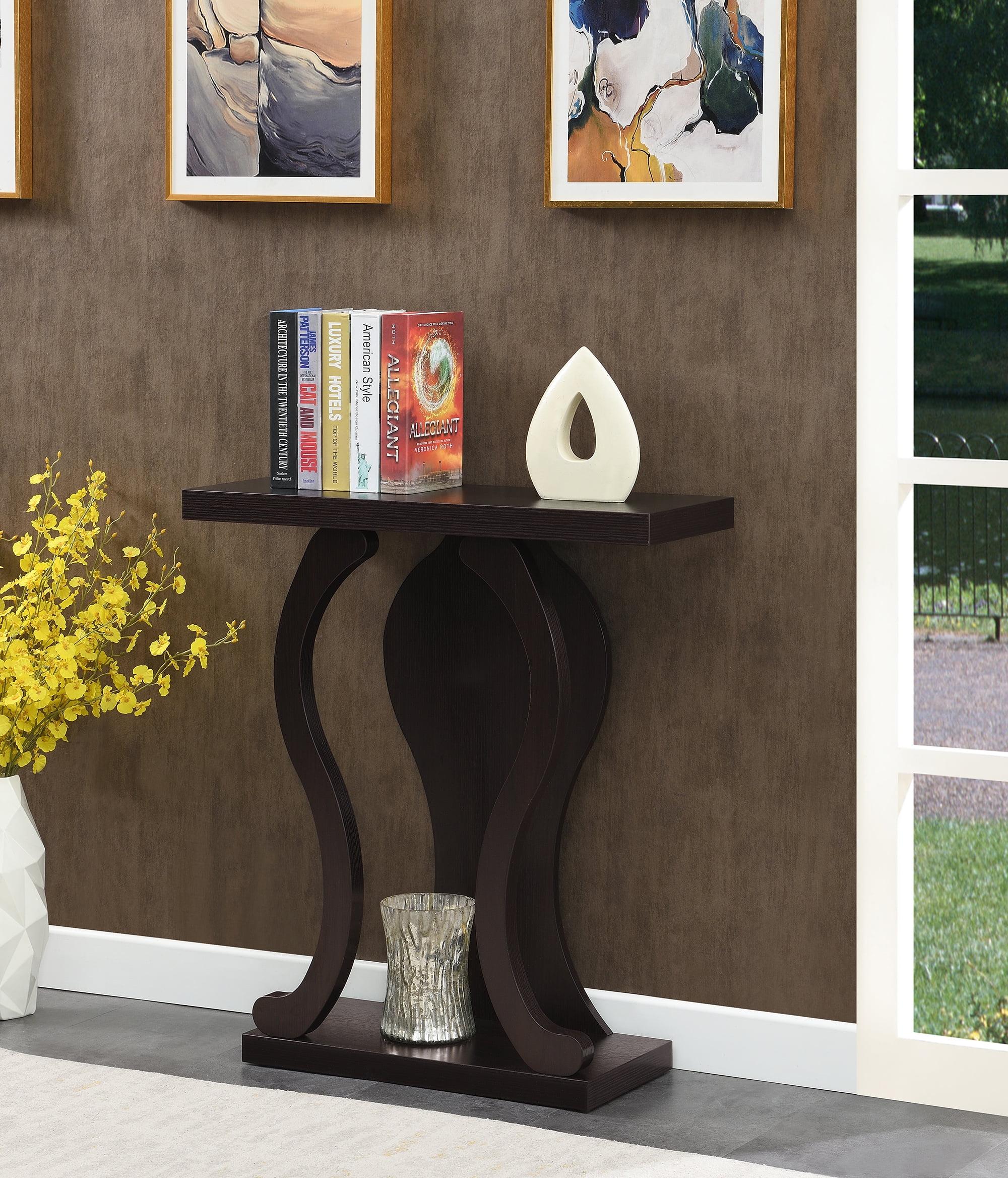 Newport Terry B Espresso Wood Console Table with Storage Shelf