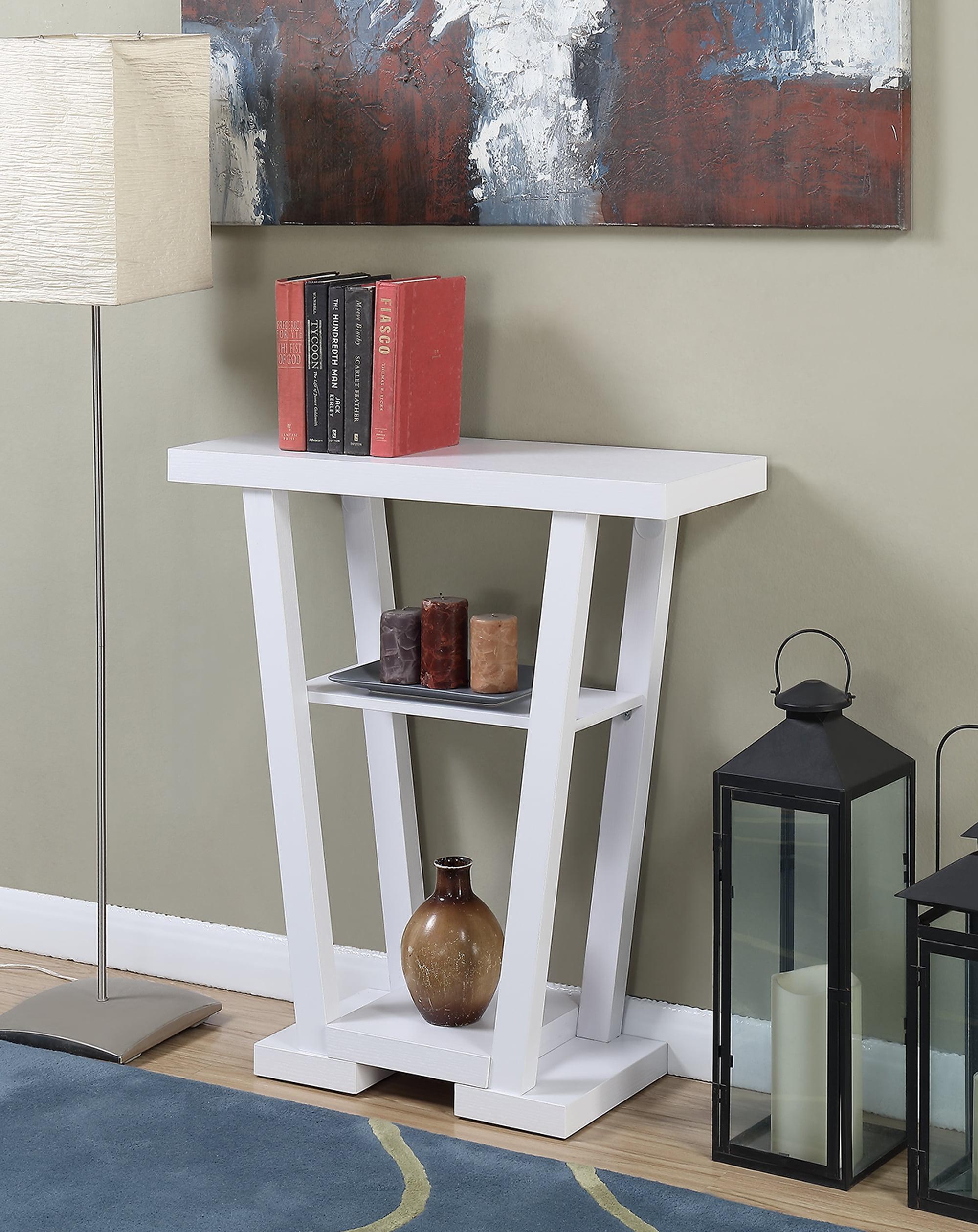 Newport V 32'' White Wood Grain Console Table with Storage