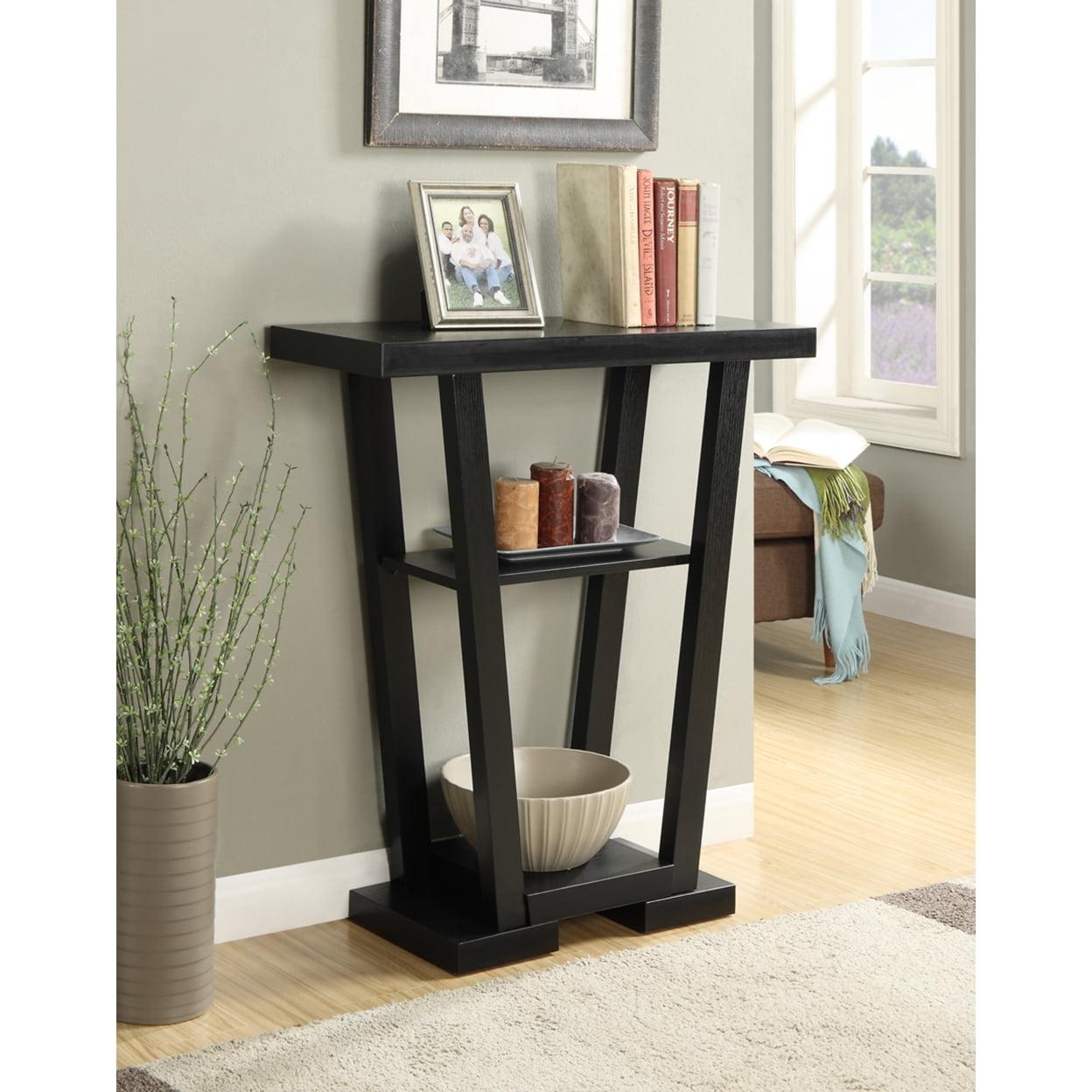 Convenience Concepts Newport V Console with Shelves, Black