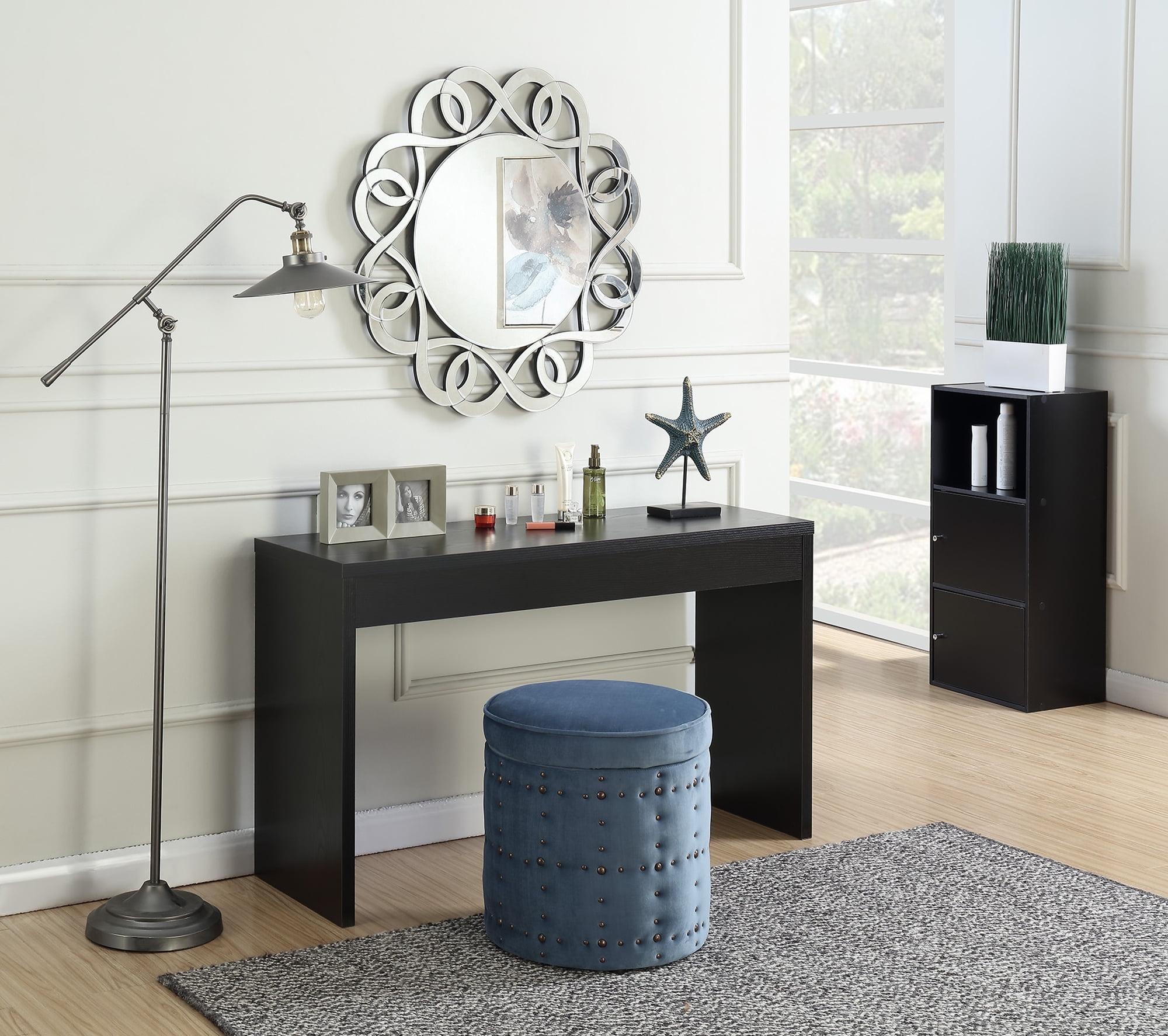 Sleek Black Wood Finish Narrow Console Table 48"x28"