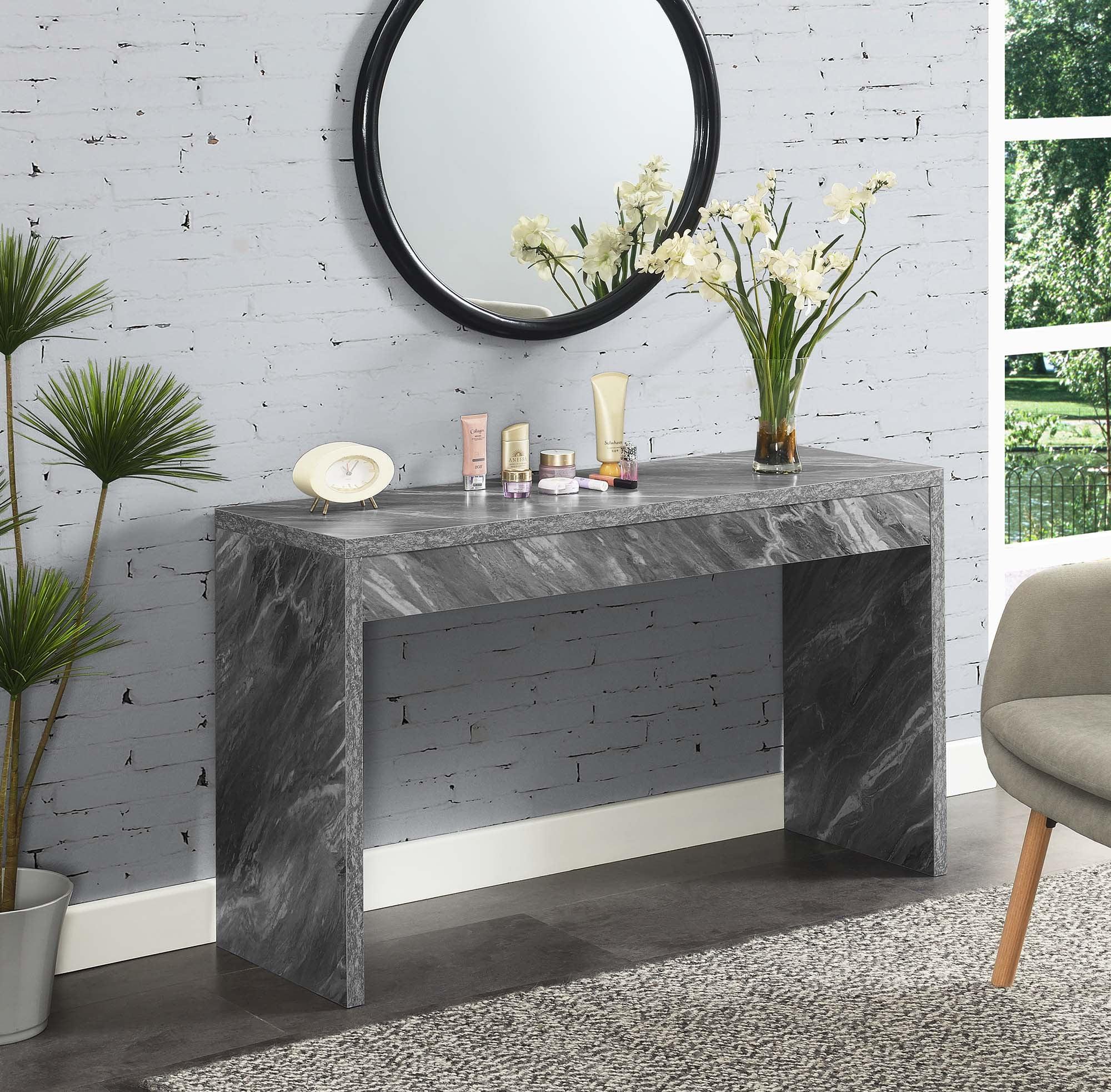 Sleek Gray Faux Marble & Wood 48" Console Table/Desk