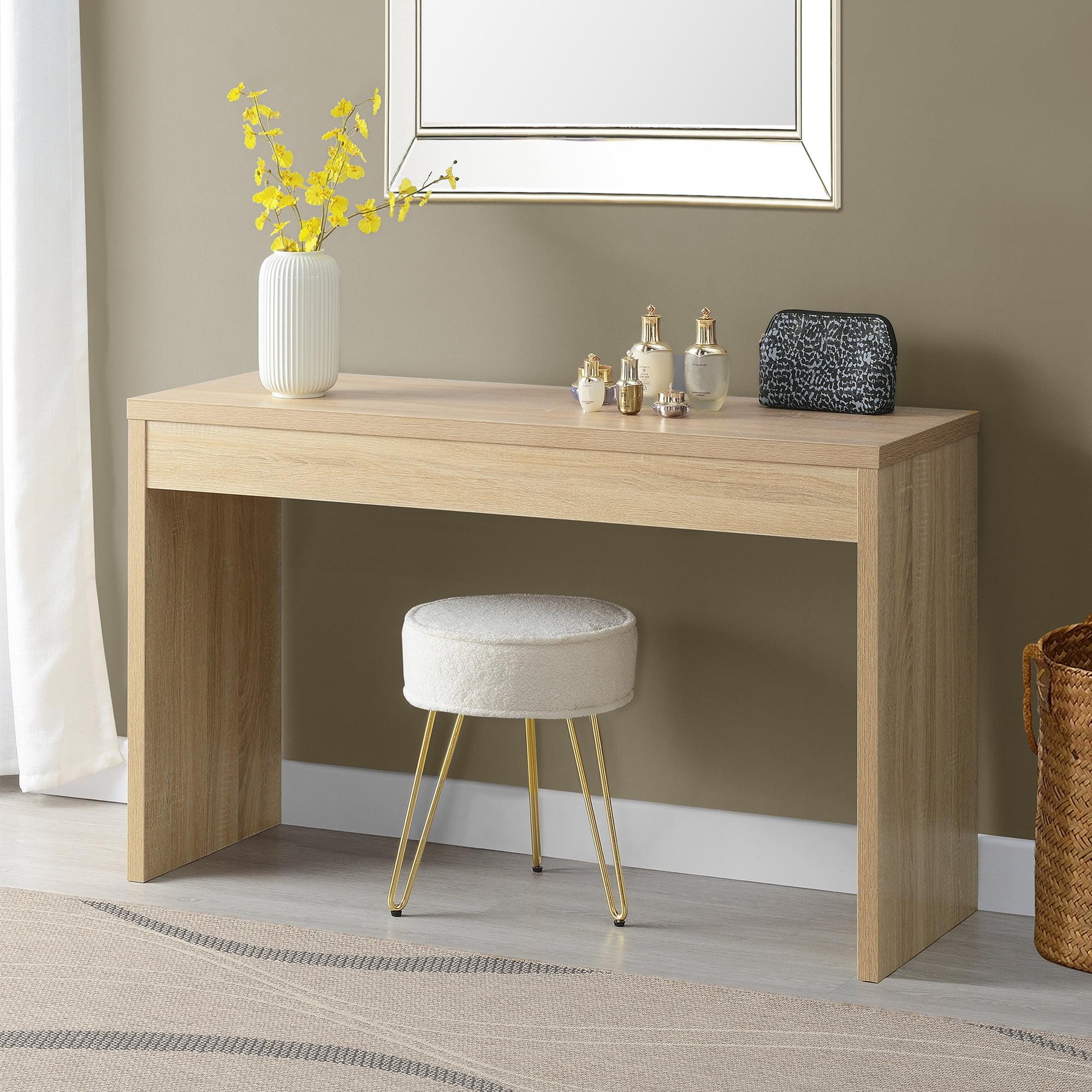 Weathered White Wood Console Table with Spacious Storage