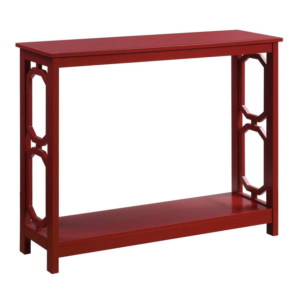 Cranberry Red Wood Console Table with Storage Shelf