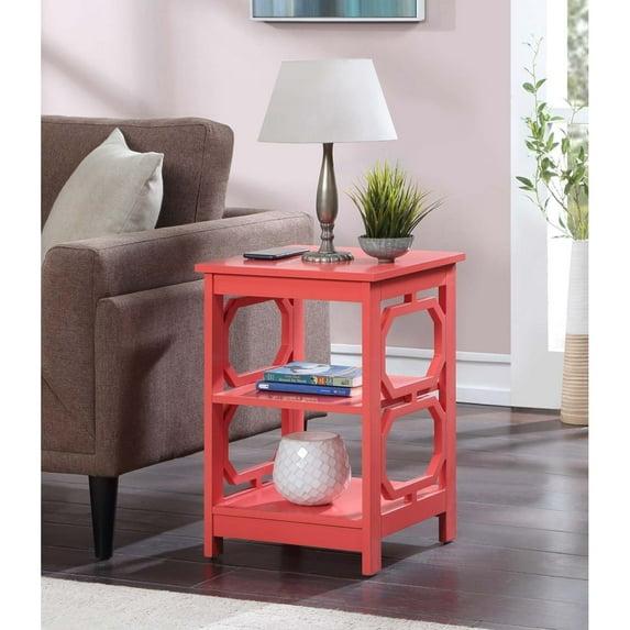 Convenience Concepts Omega End Table with Shelf, Coral
