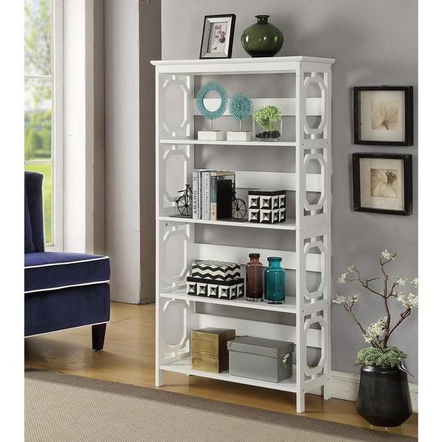 Convenience Concepts Omega Four-Shelf Bookcase in White Wood Finish