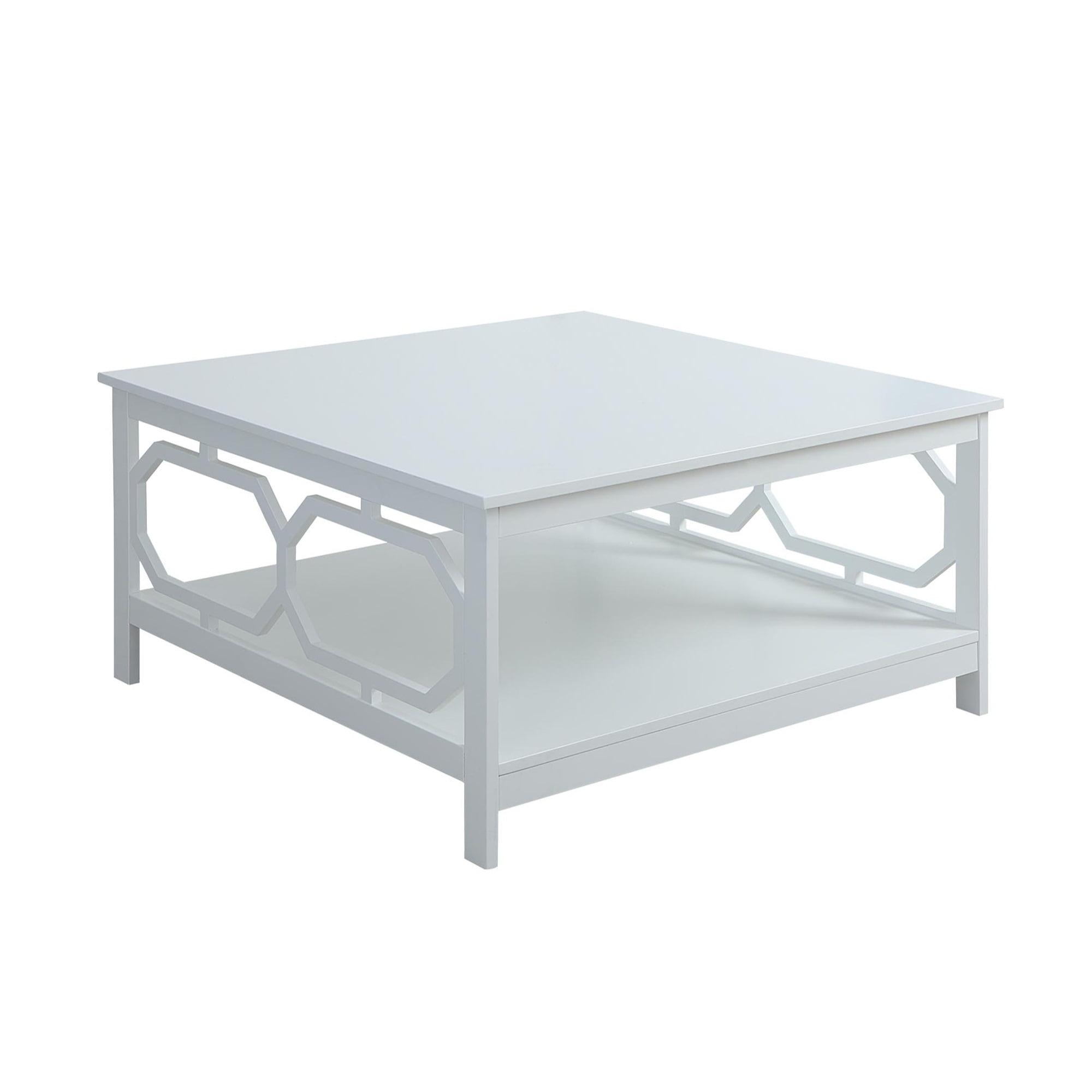 Omega Square White Wood Coffee Table with Octagon Cutouts