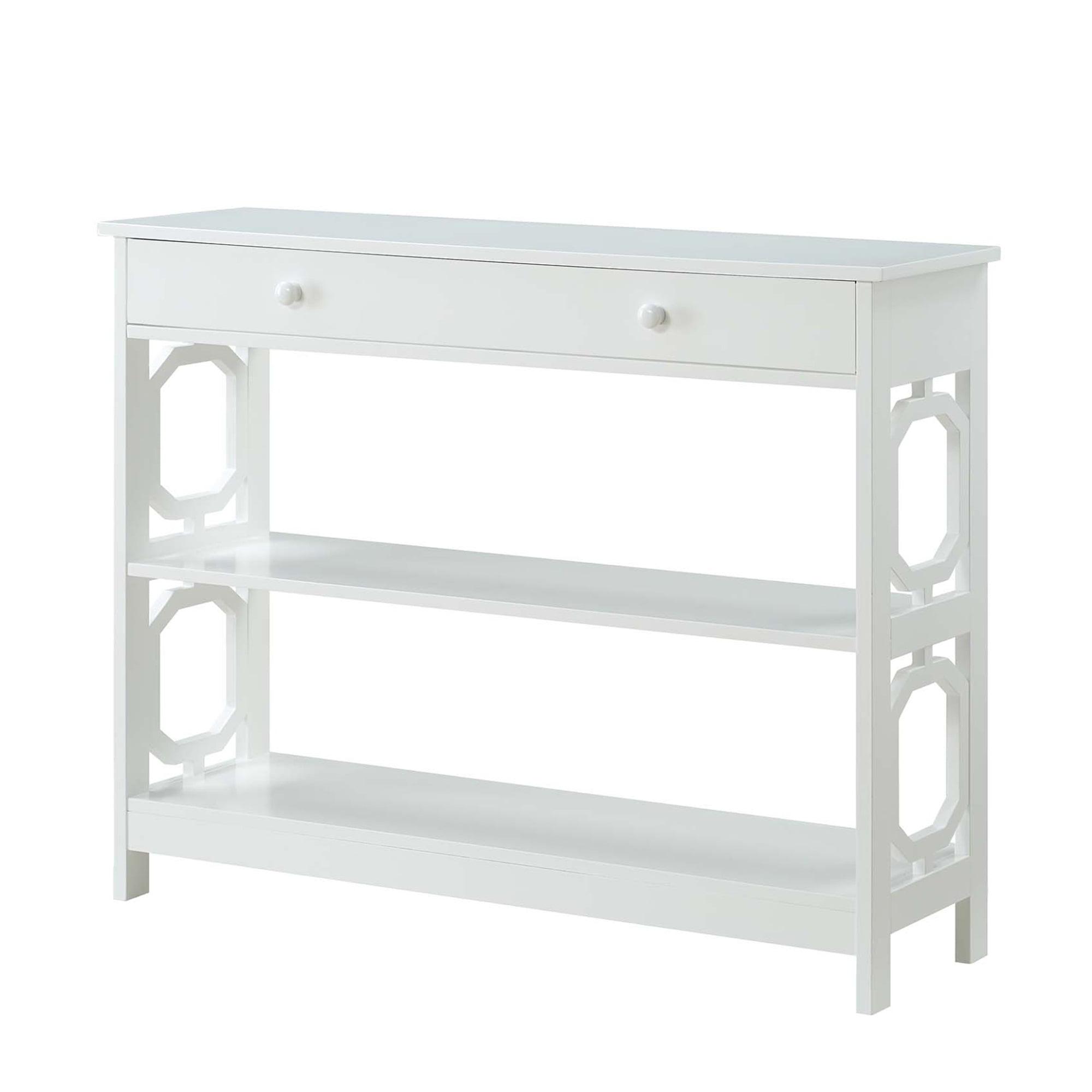 Convenience Concepts Omega Storage Console Table in White Wood Finish