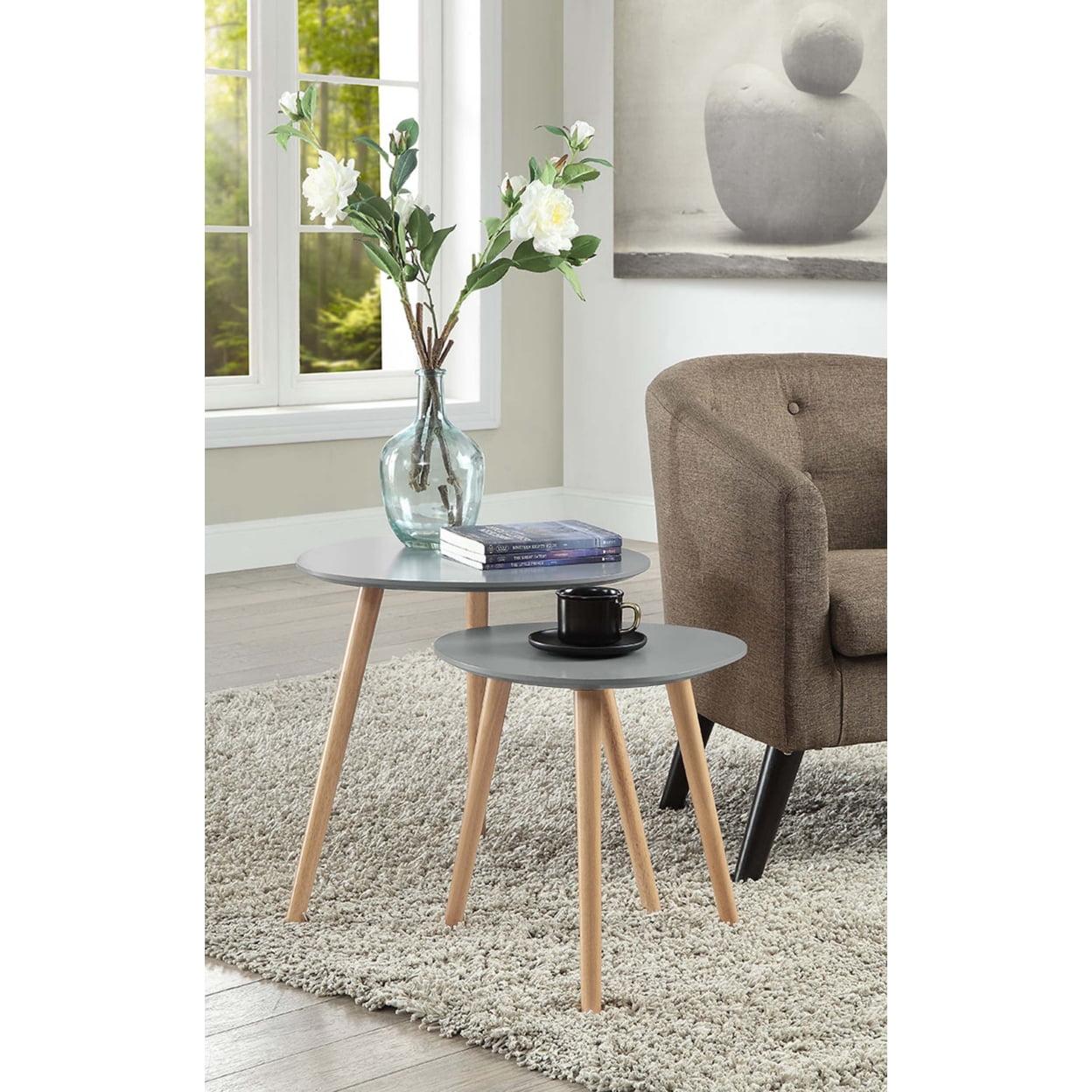 Oslo Nesting End Tables, Gray & Light Oak - 19 x 19 x 19 in.