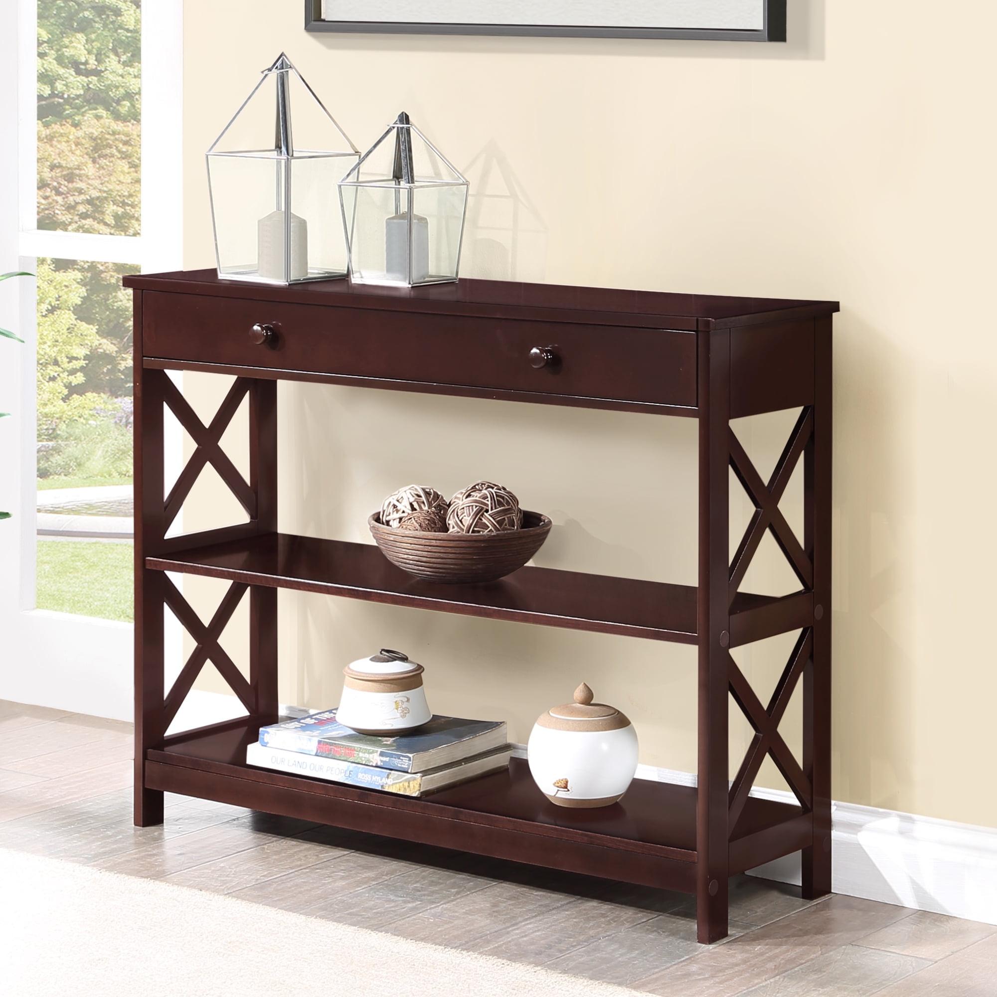 Espresso Oxford Console Table with Drawer and Shelves