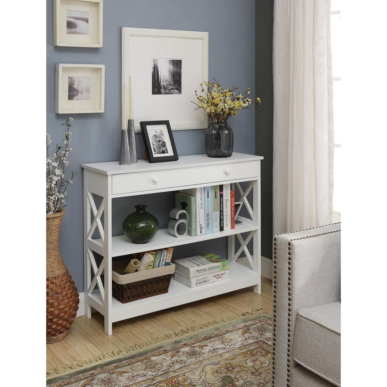 Convenience Concepts Oxford 1 Drawer Console Table with Shelves, White