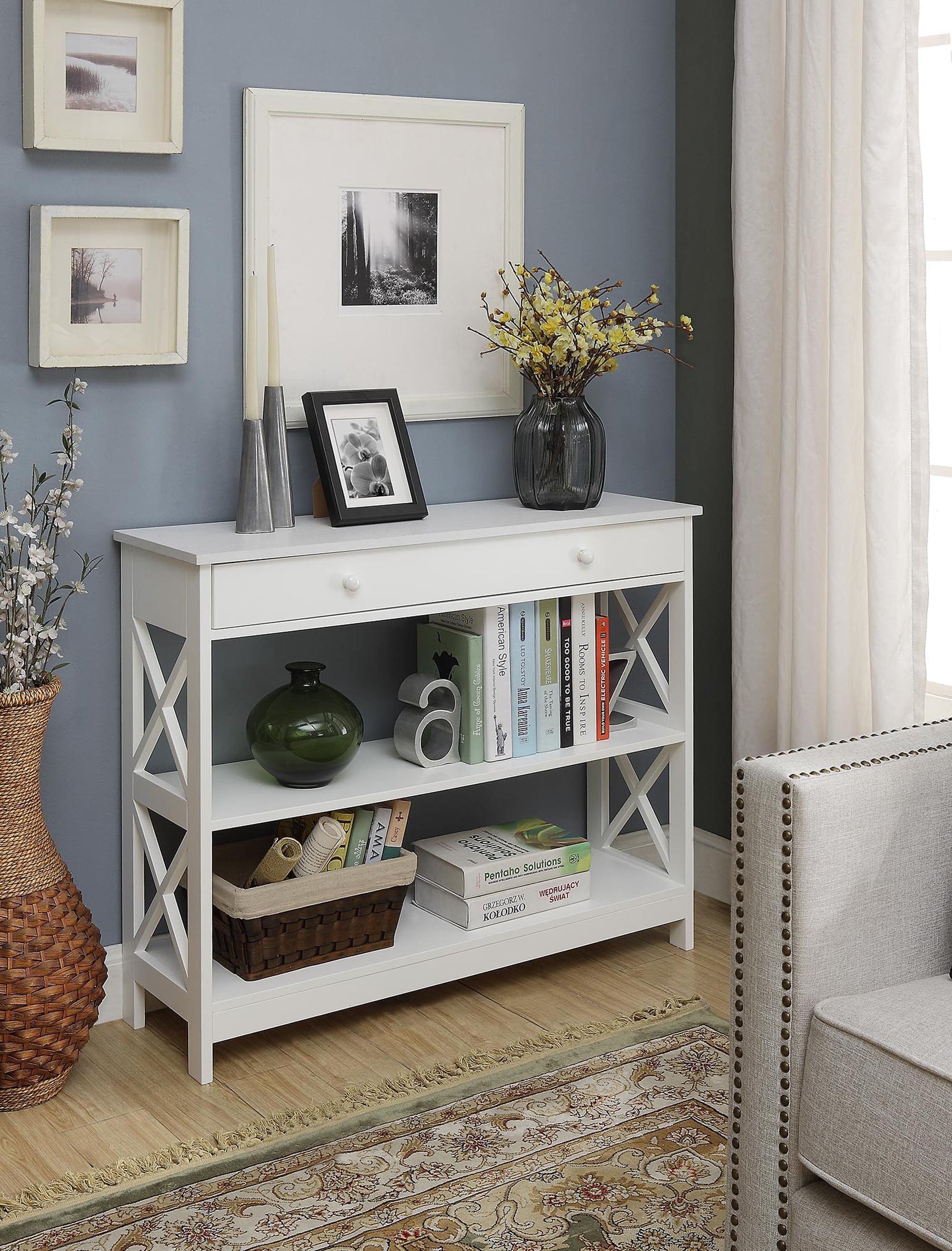 Oxford White Console Table with Drawer and Shelves