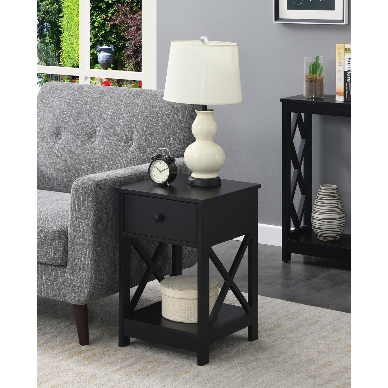 Oxford 1 Drawer End Table, Black