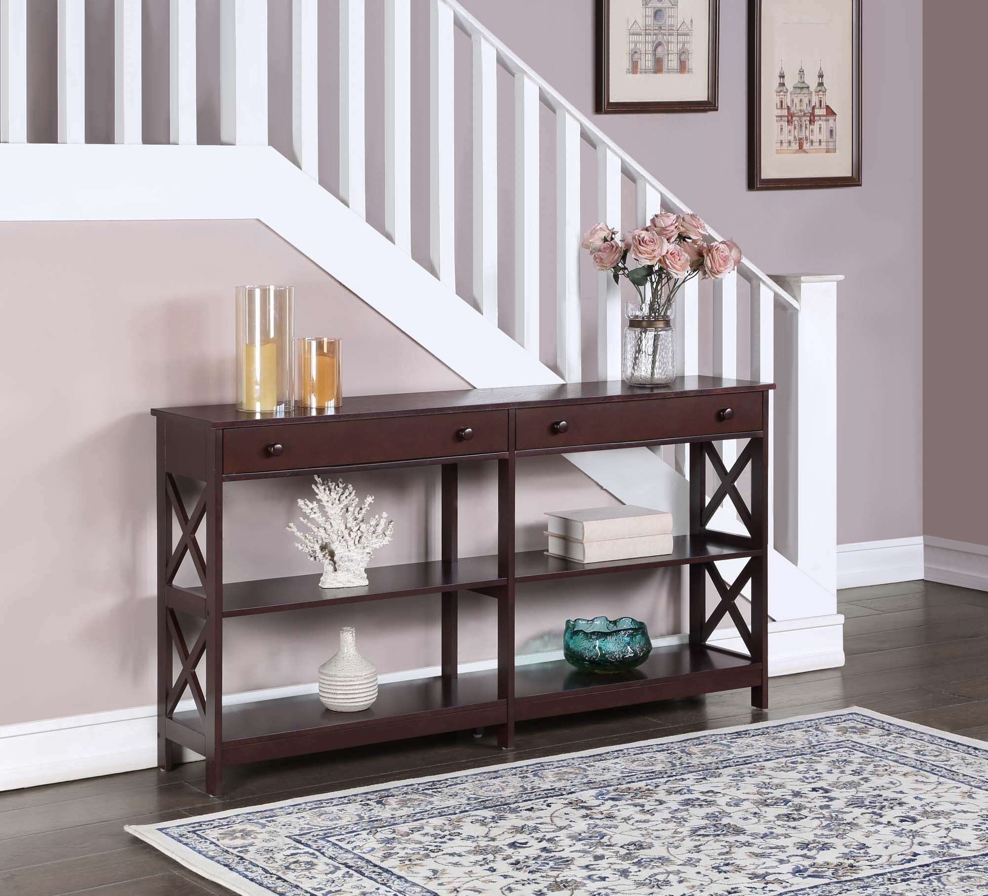 Convenience Concepts Oxford 2 Drawer 60 inch Console Table with Shelves