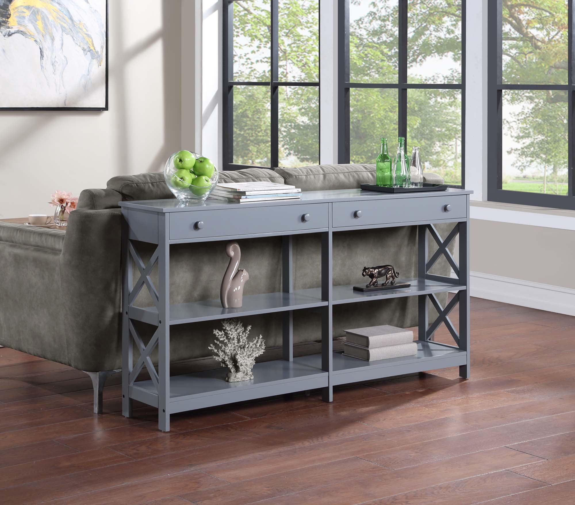 Oxford Gray 60" Wood and Metal Console Table with Storage