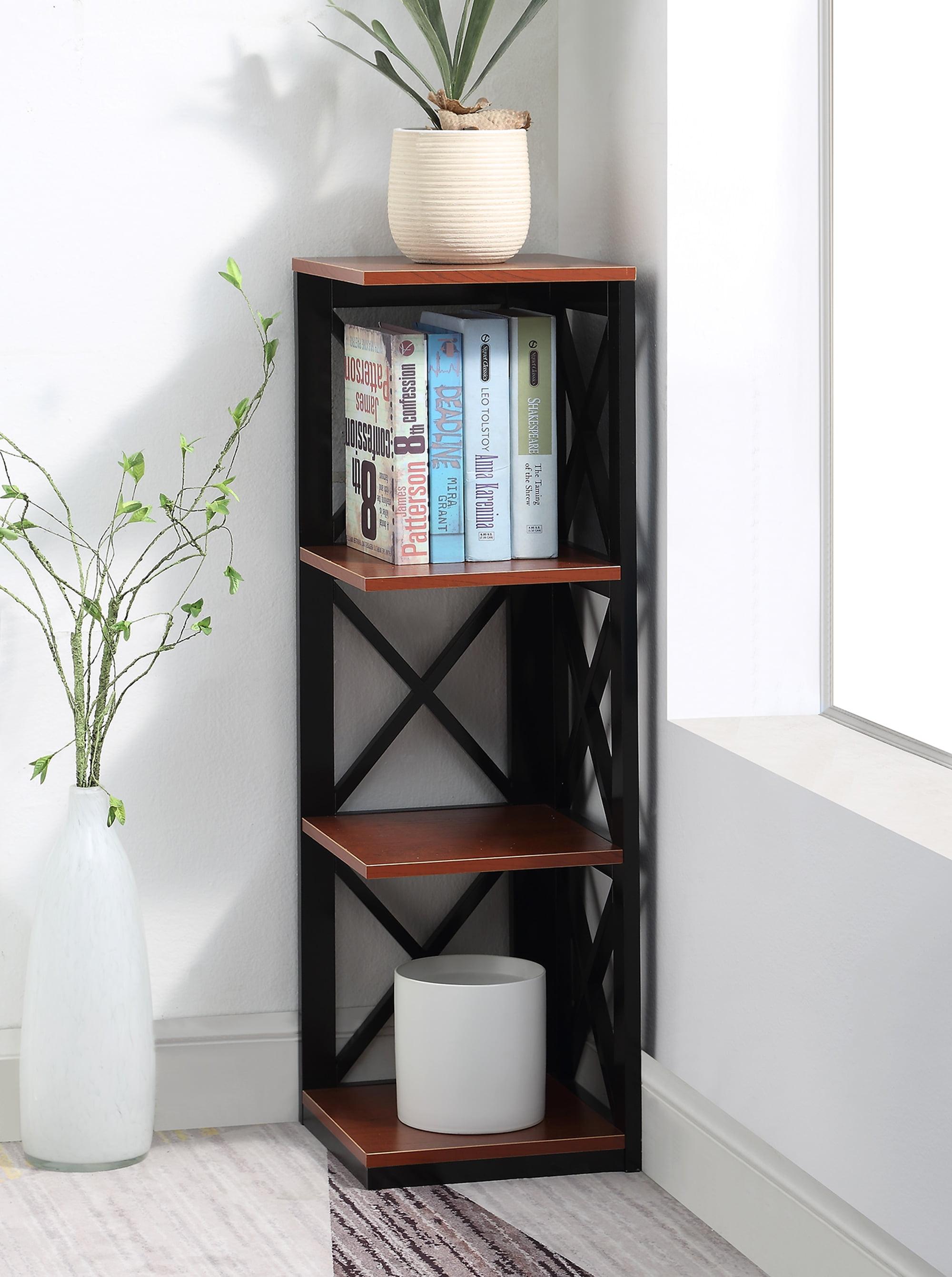 3 Tier Corner Bookcase, Cherry / Black