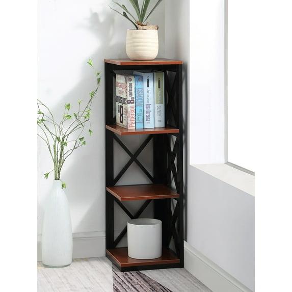3 Tier Corner Bookcase, Cherry / Black
