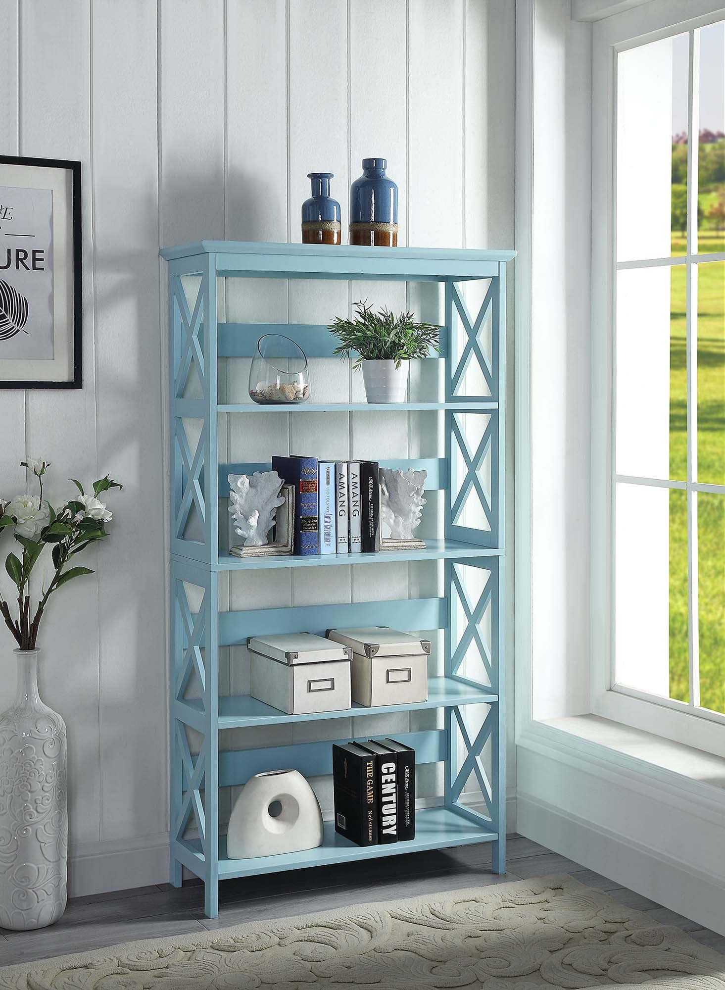 Oxford Sea Foam Blue 5-Tier Spacious Shelving Bookcase