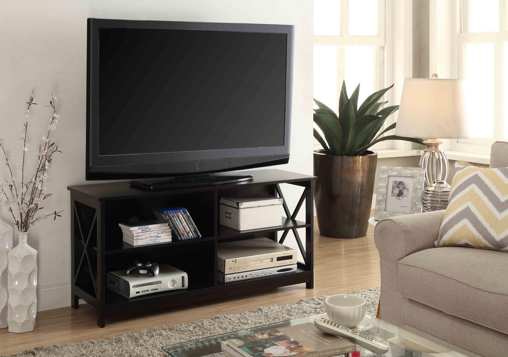 Oxford Black 48" MDF TV Stand with Shelves