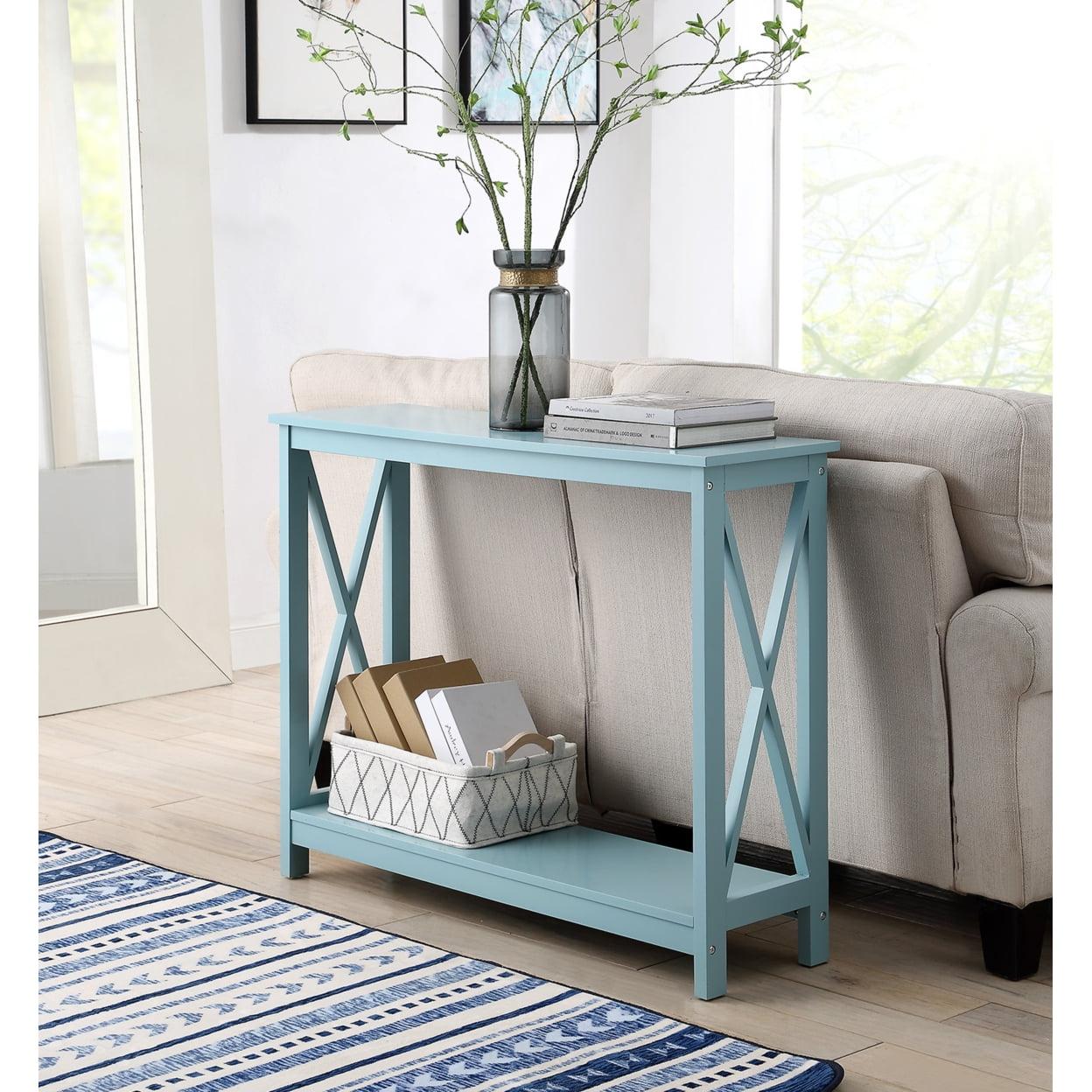 Convenience Concepts Oxford Console Table with Shelf, Sea Foam Blue