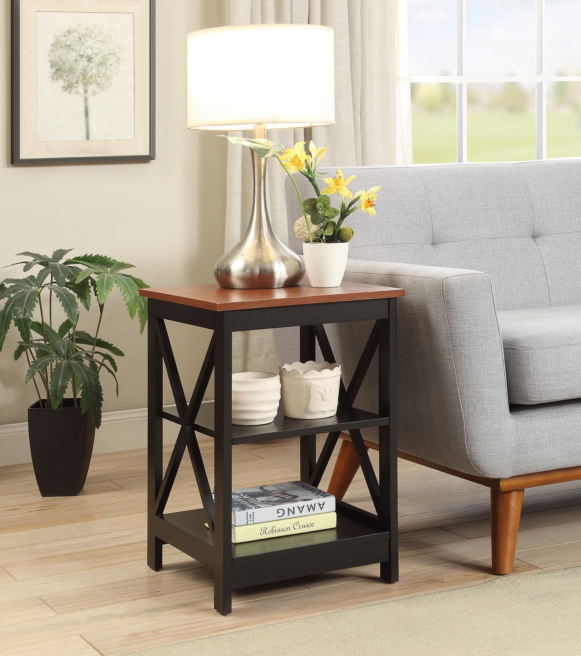 Convenience Concepts Oxford End Table with Shelves, Cherry/Black