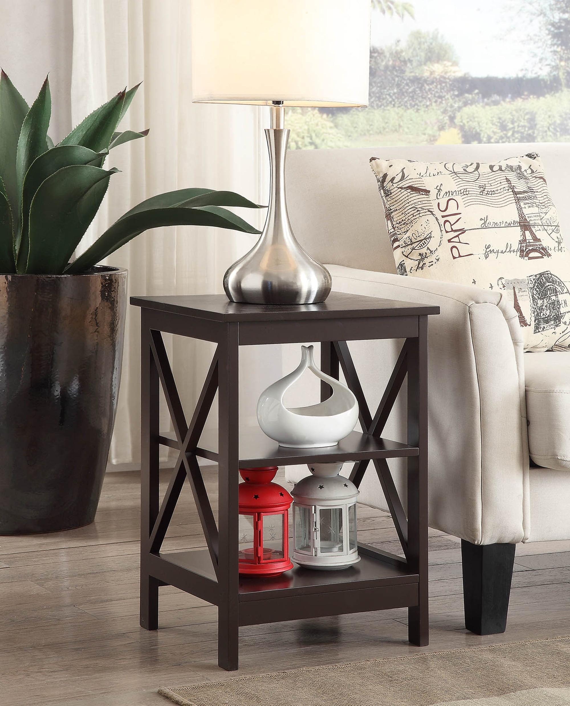 Espresso Oxford Transitional Rectangular End Table with 3 Shelves