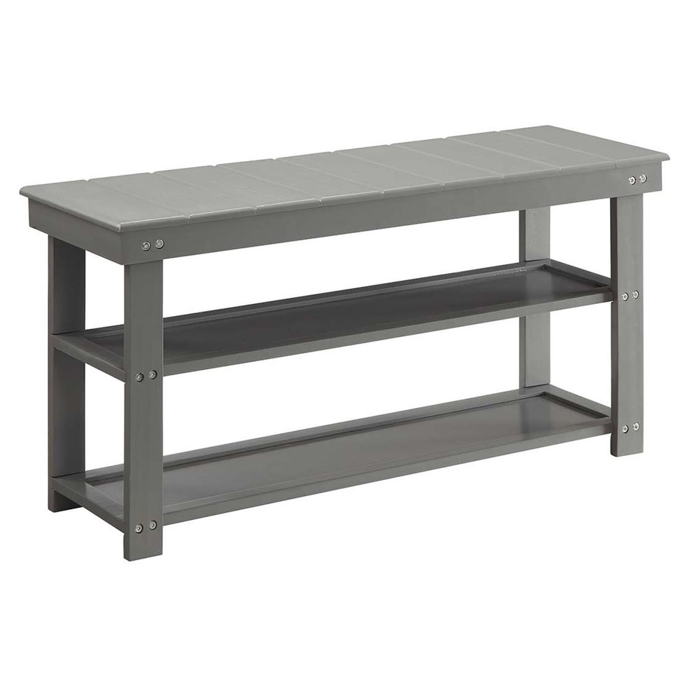 Convenience Concepts Oxford Utility Mudroom Entryway Bench in Gray Wood Finish