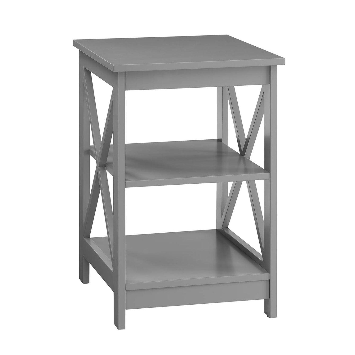 Gray MDF 3-Shelf Rectangular End Table