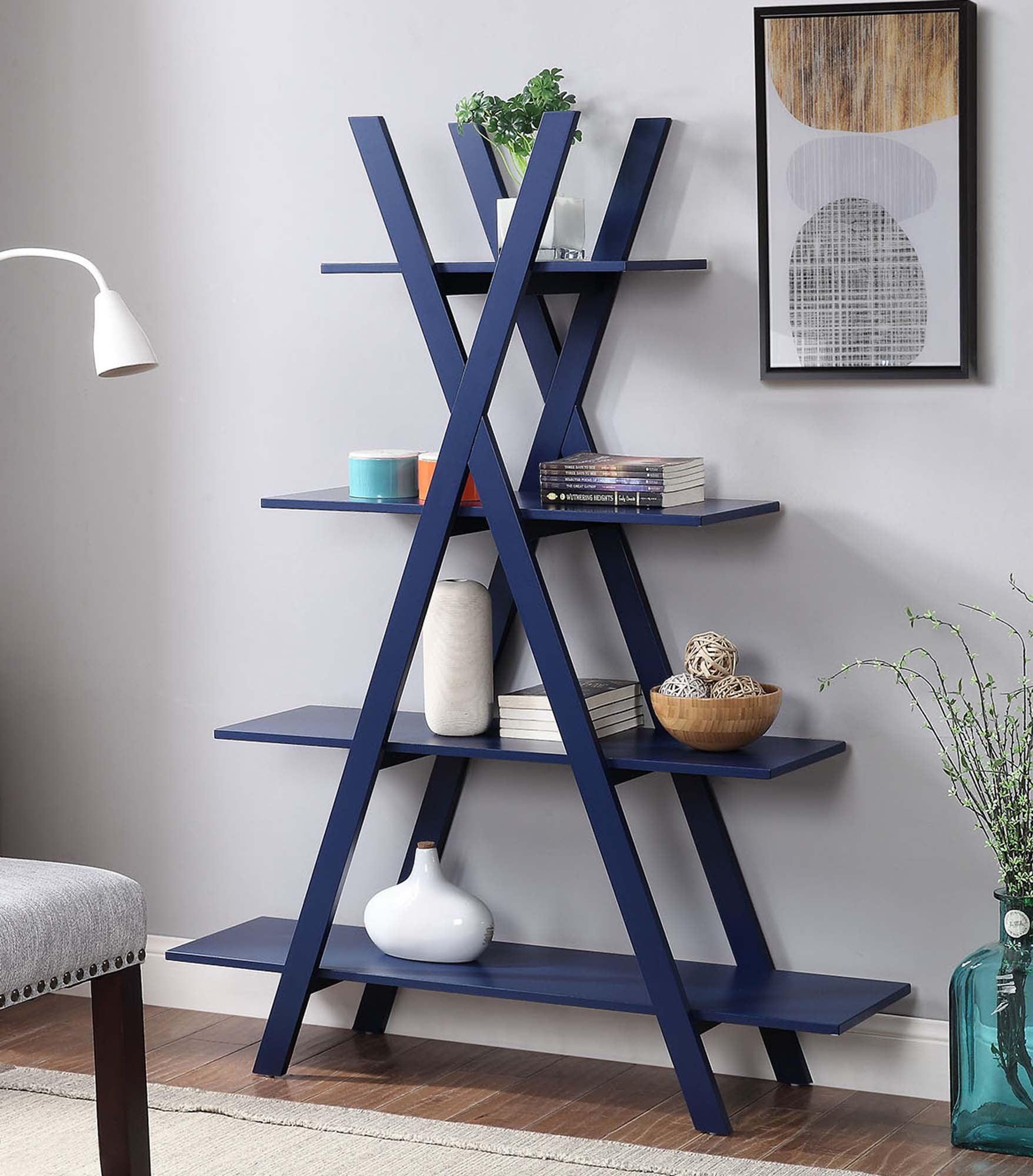 Oxford White 4-Tier Open Concept Ladder Bookshelf