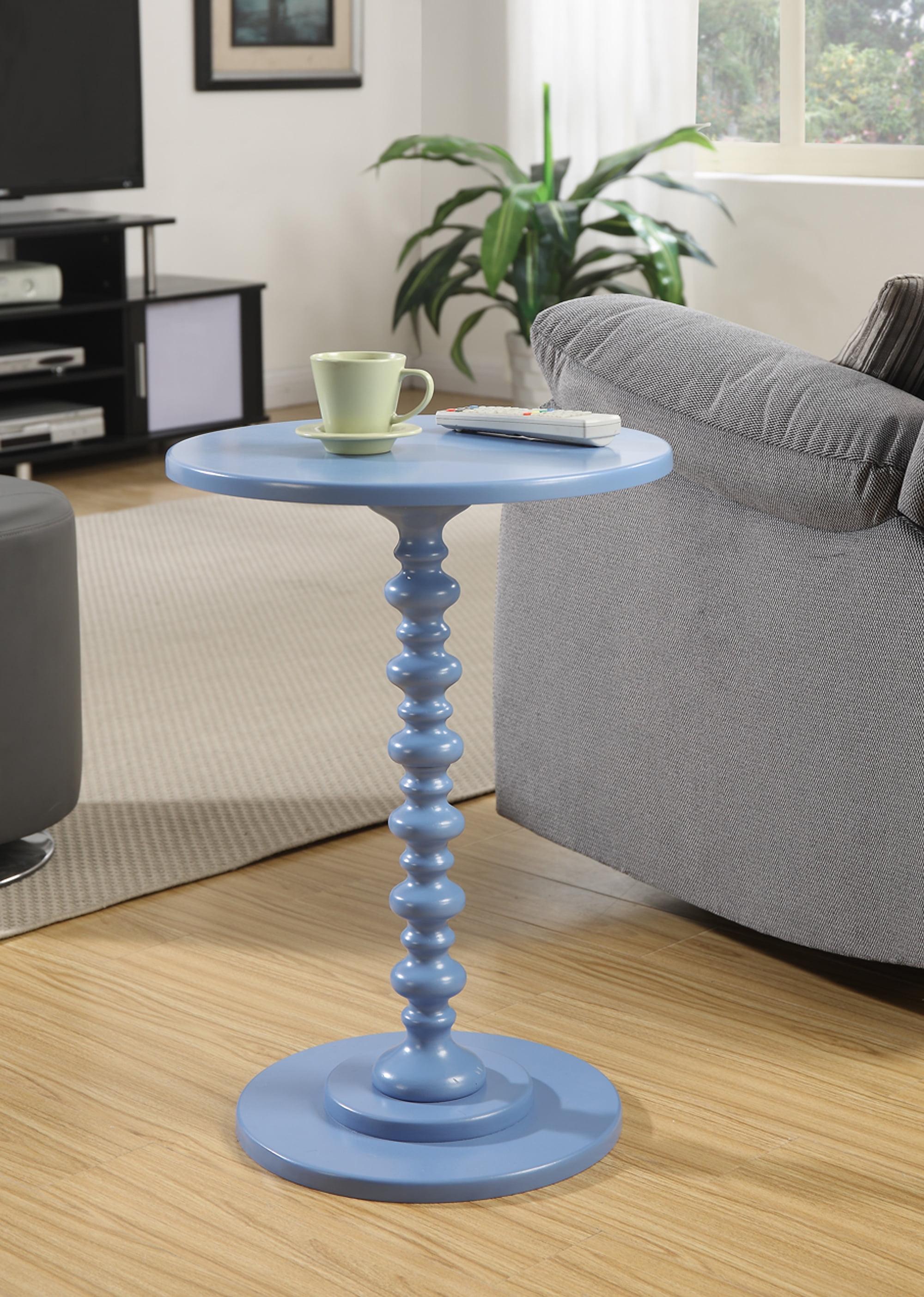 Palm Beach Blue Round Wood Spindle Side Table